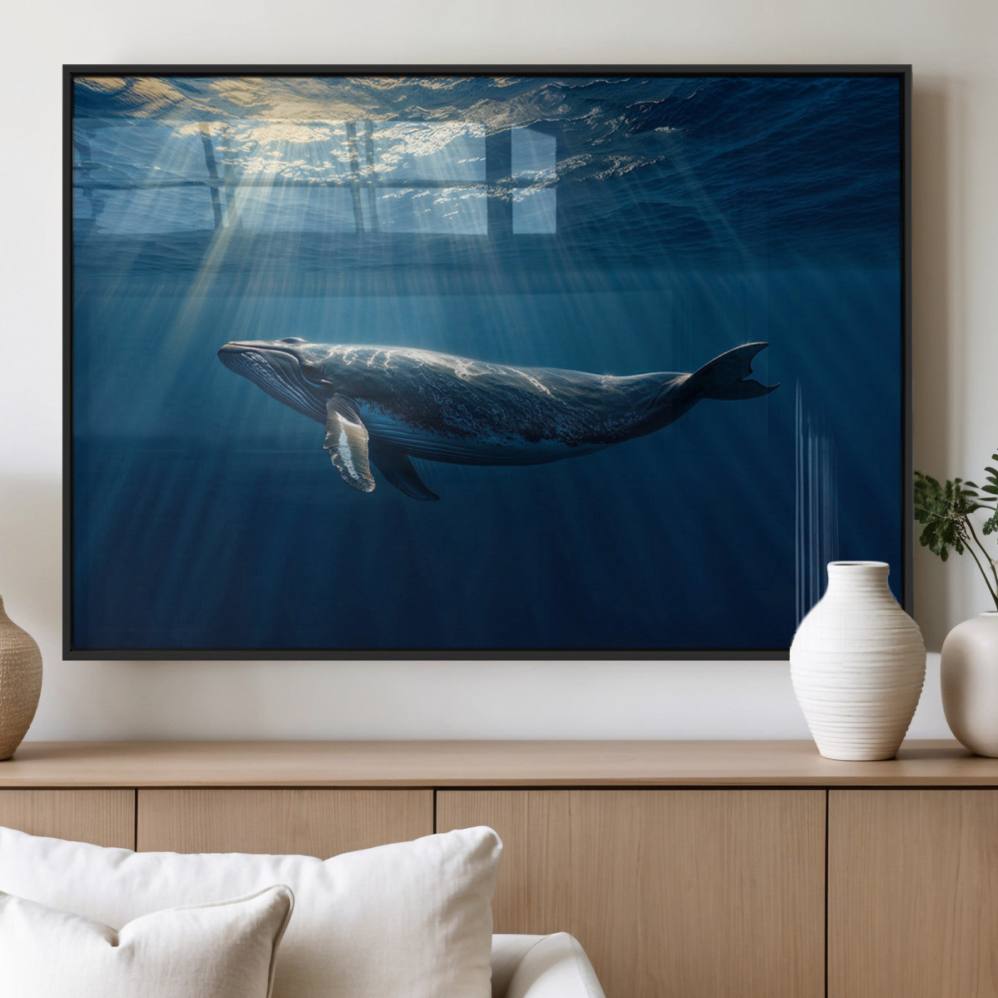18052-MGV-FP-36X24-3P_Black-Whale under Ocean Wall Art Canvas Print