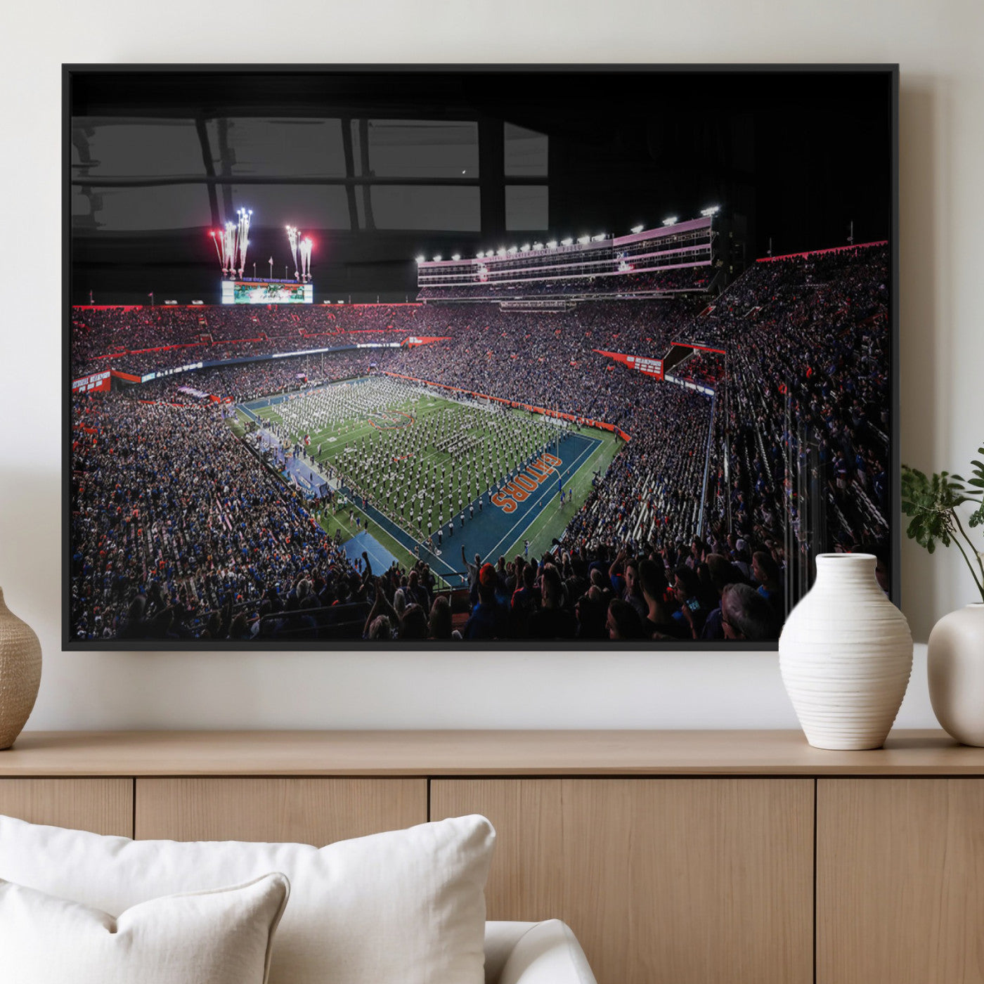 MGV-FP-36X24-3P - Ben Hill Griffin Stadium Night Game Triple Canvas Wall Art - Florida Gators Football Match