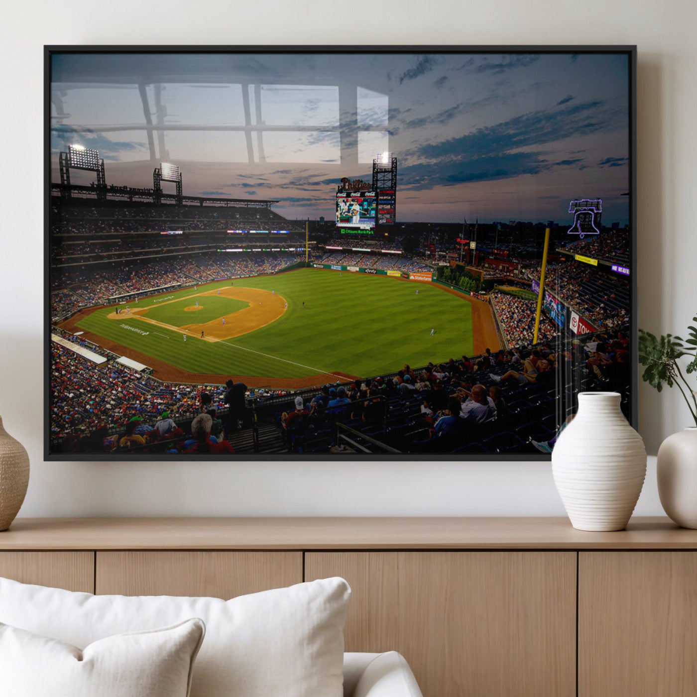 17415-MGV-FP-36X24-3P_Black-Philadelphia Phillies Baseball Team Print - Citizens Bank Park Stadium Wall Art Canvas Print