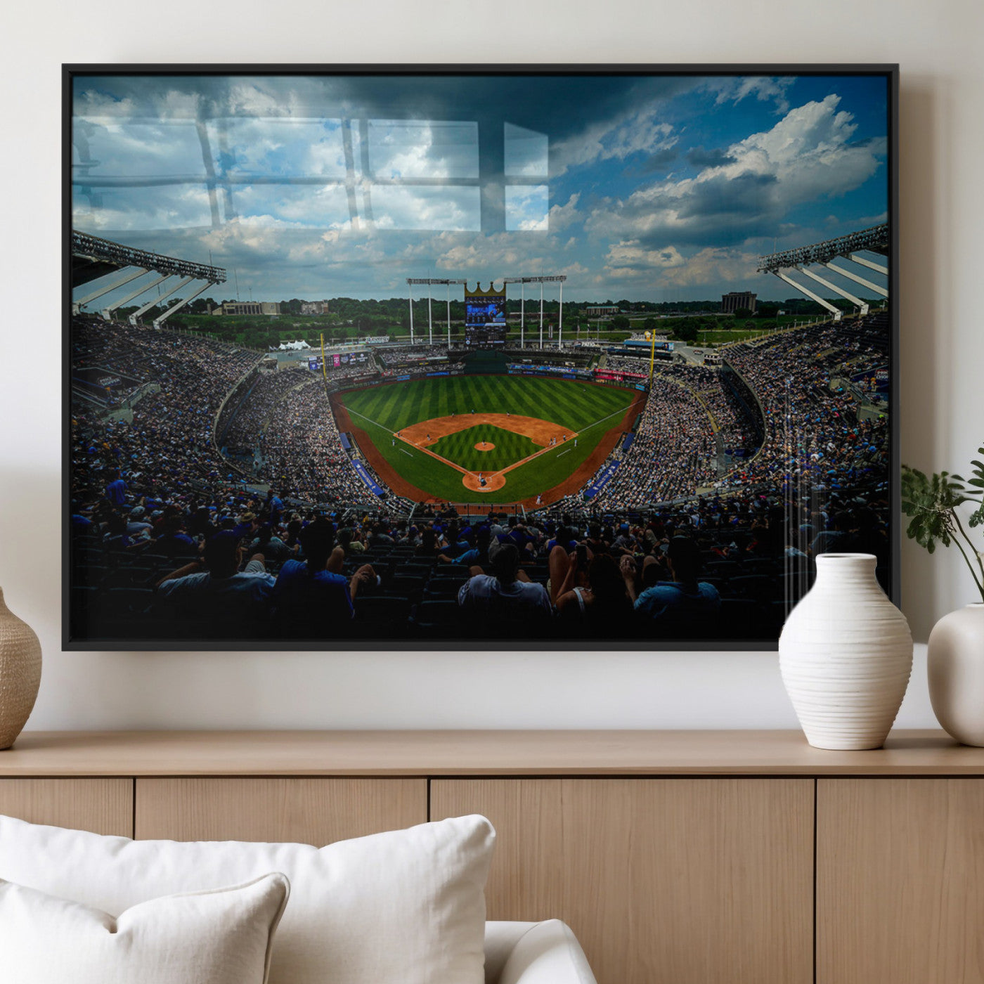 MGV-FP-36X24-3P - 3-Panel Kauffman Stadium Wall Art Print | Large Kansas City Royals Baseball Canvas Print for Sports
