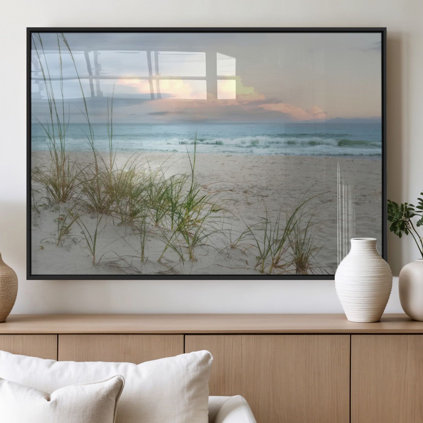 MGV-FP-60X30-3P - Flight Over Coastal Beach Landscape, Flight Over Coastal Beach Print Canvas Wall Art