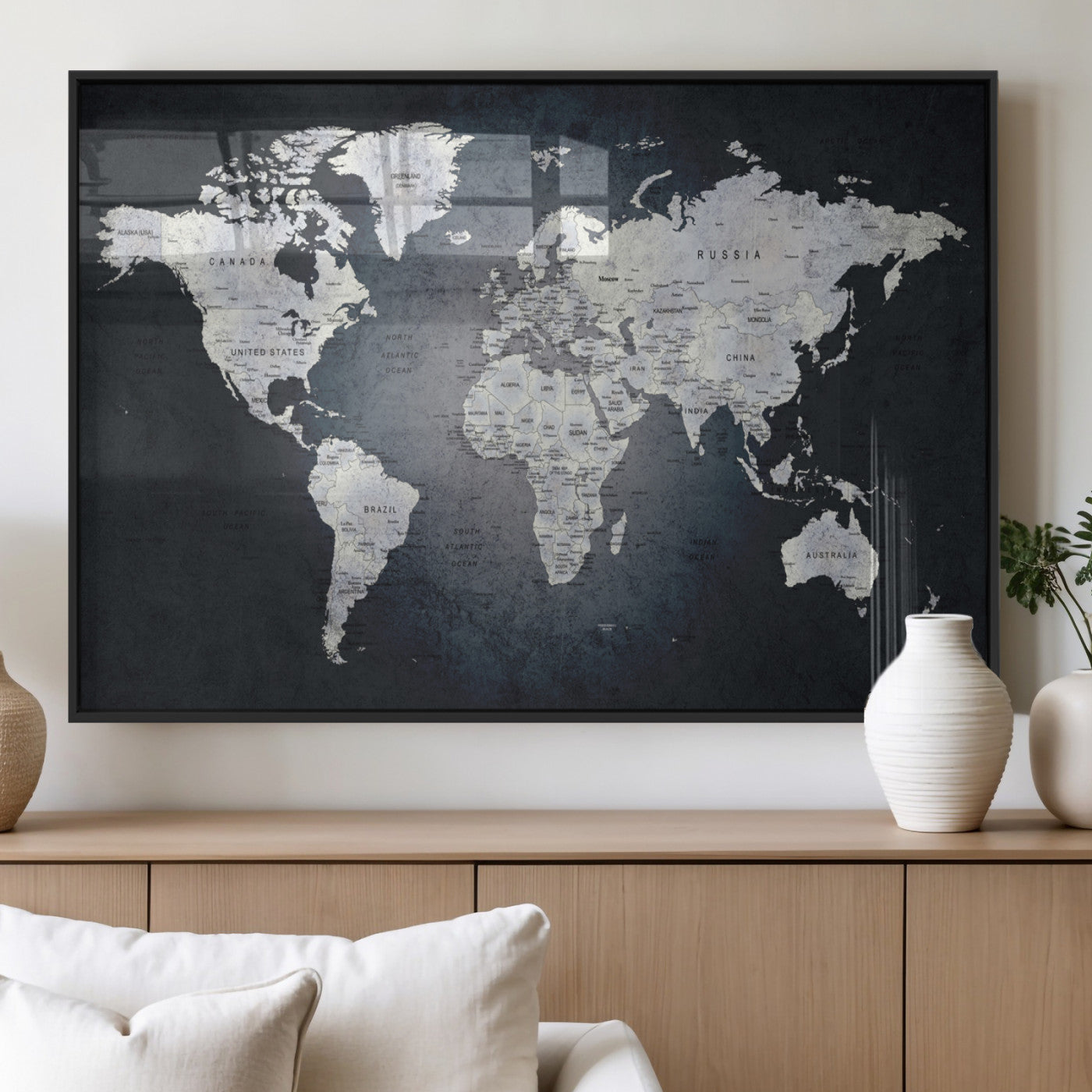 MGV-FP-60X30-3P - World Map Wall Art Canvas Print for Home and Office Decor
