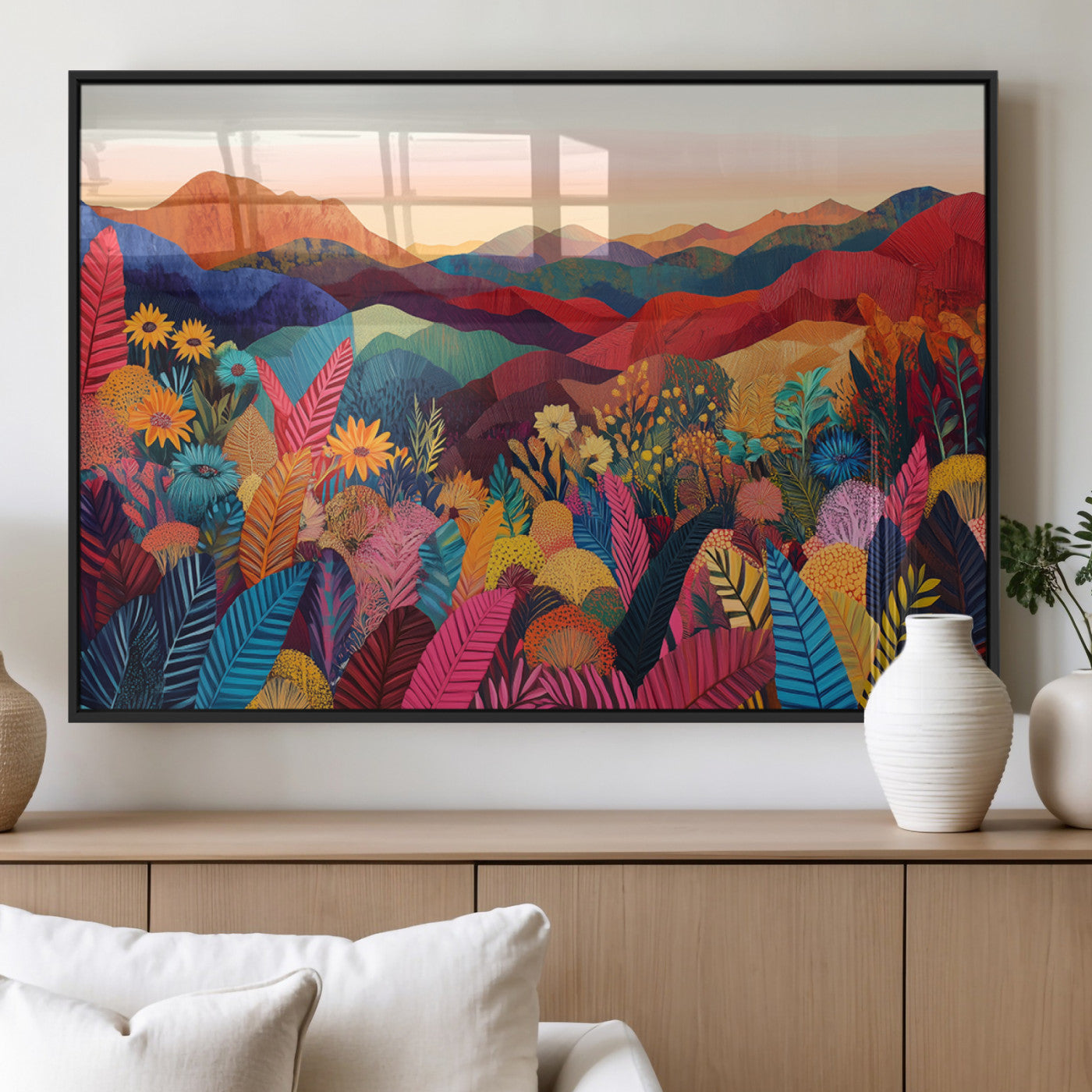 MGV-FP-60X30-3P - YAYOI KUSAMA Abstract Print - Landscape Canvas Wall Art Print - Vibrant Modern Decor for Living