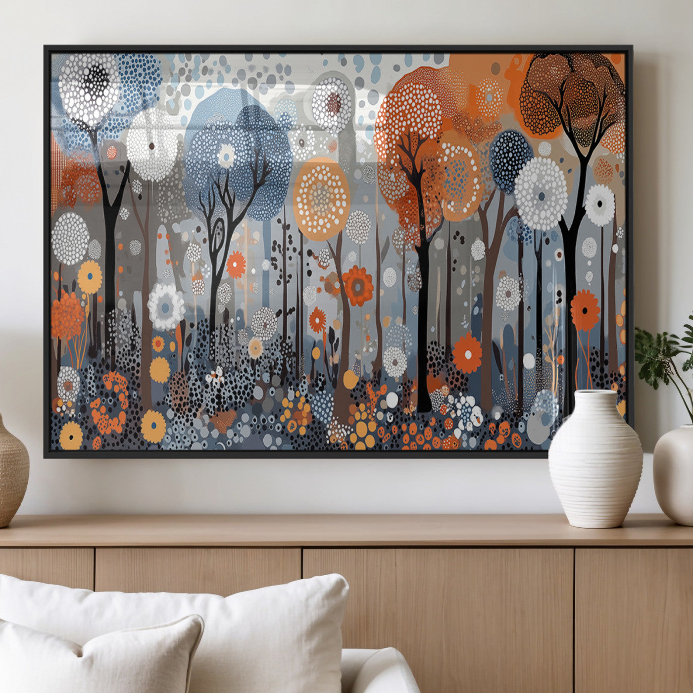 MGV-FP-36X24-3P - Abstract Winter Landscape Canvas Wall Art Print - Large Colorful Nature Wall Decor