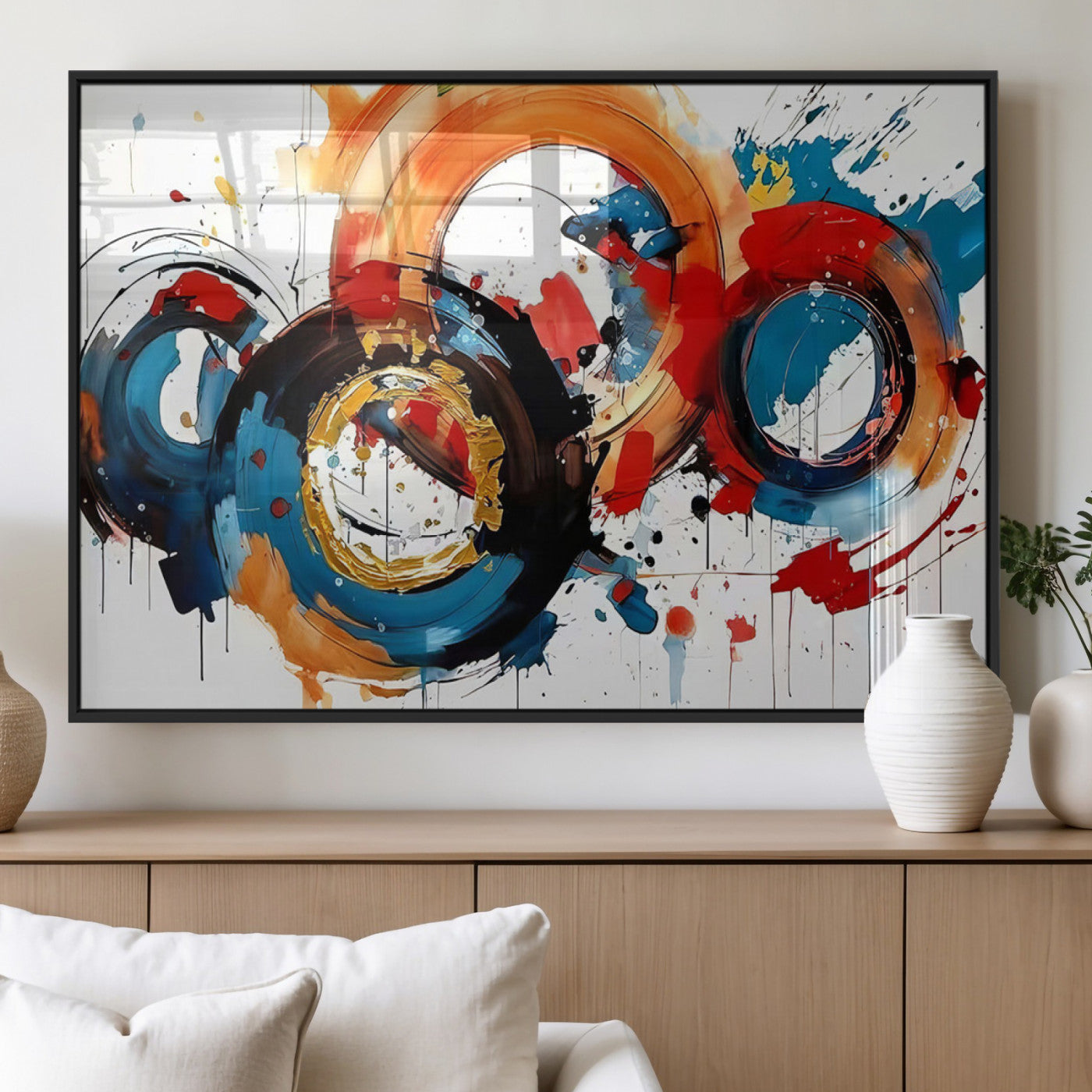 MGV-FP-60X30-3P - Abstract Wall Art, Rings Wall Art Canvas Print