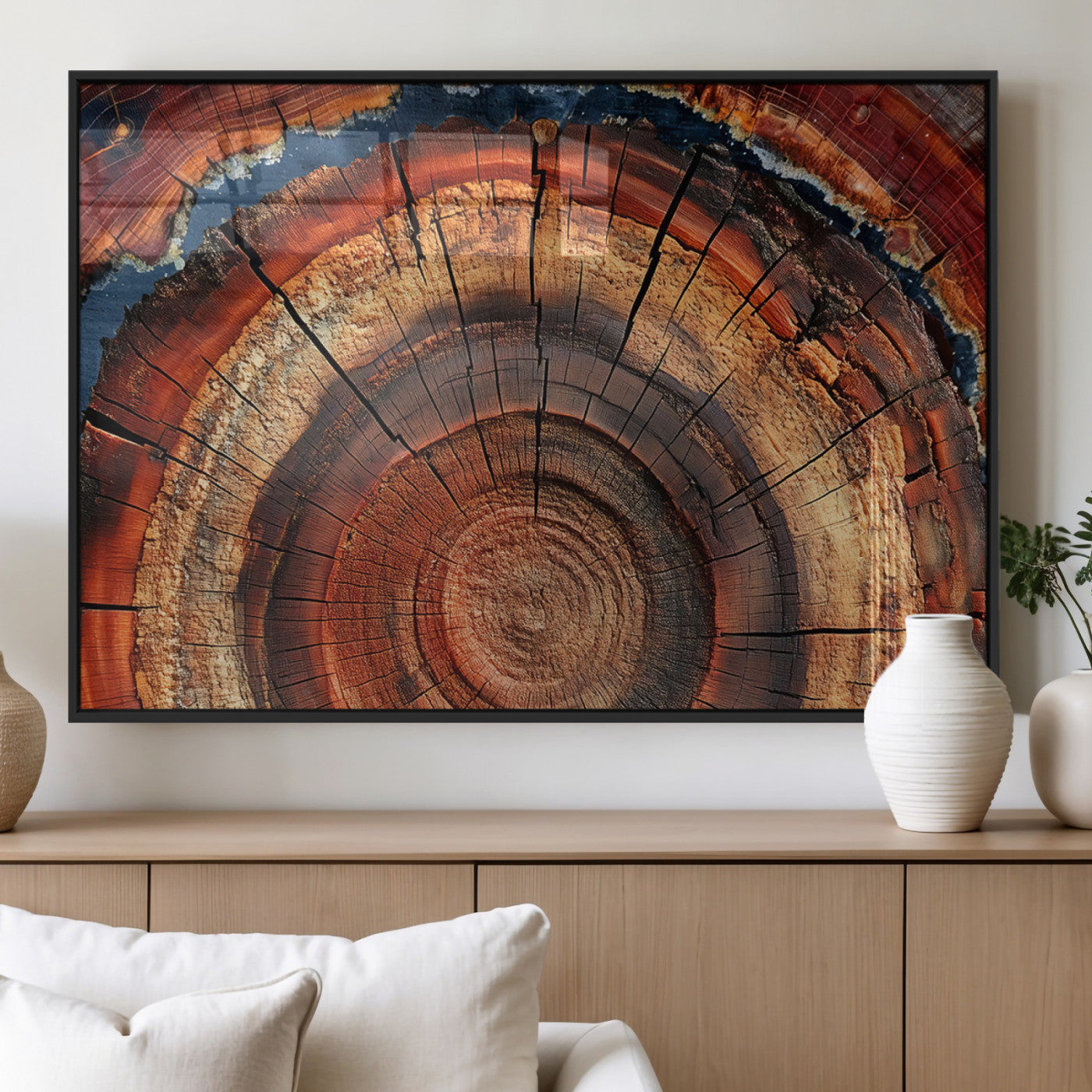 MGV-FP-60X30-3P - Abstract Tree Ring Art, Colorful Tree Ring Wall Decor, Minimalist Home Canvas Art, Modern Farmhouse