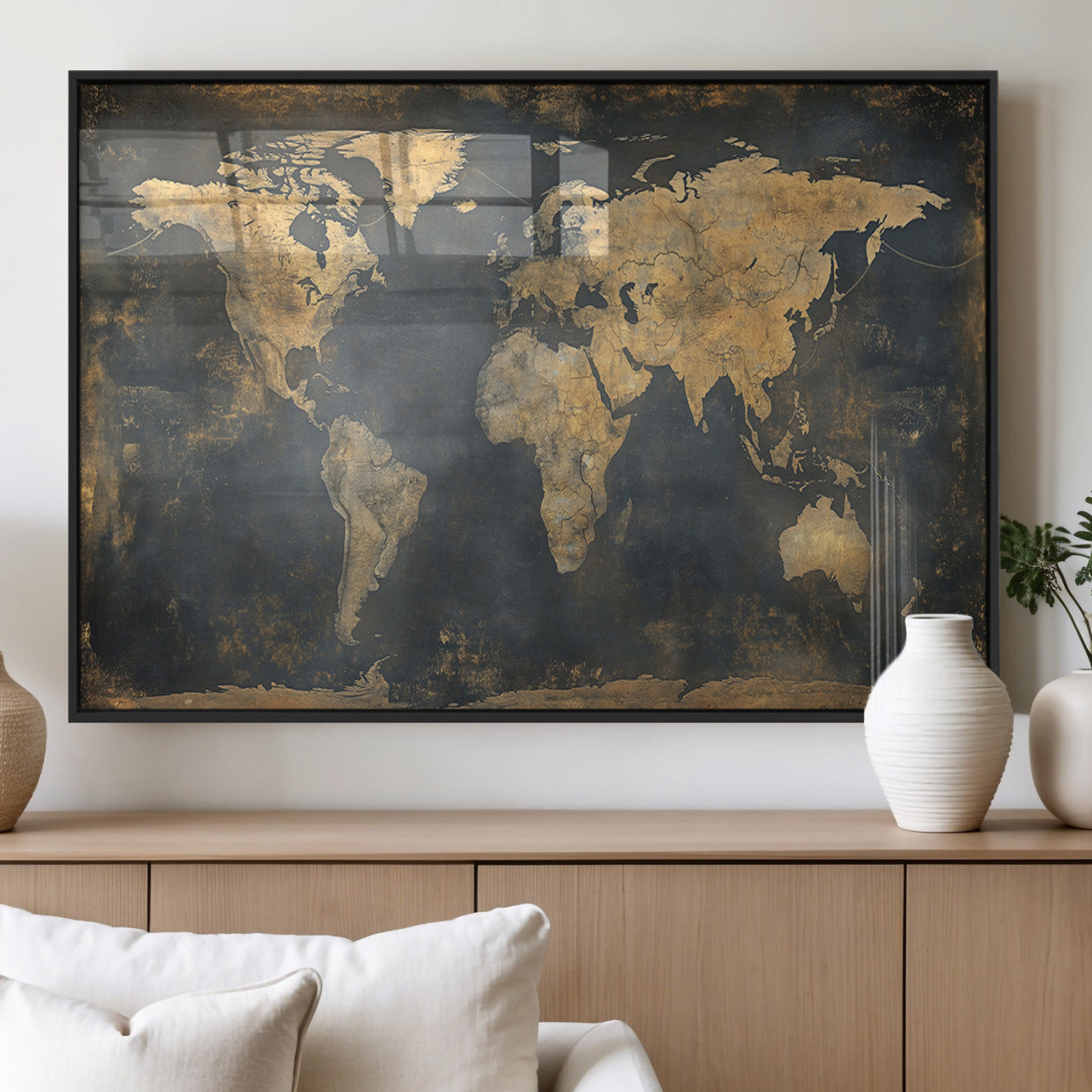 MGV-FP-60X30-3P - Push Pin World Map Canvas Print – Framed Wall Art for Couples to Track Their Travels – Anniversary
