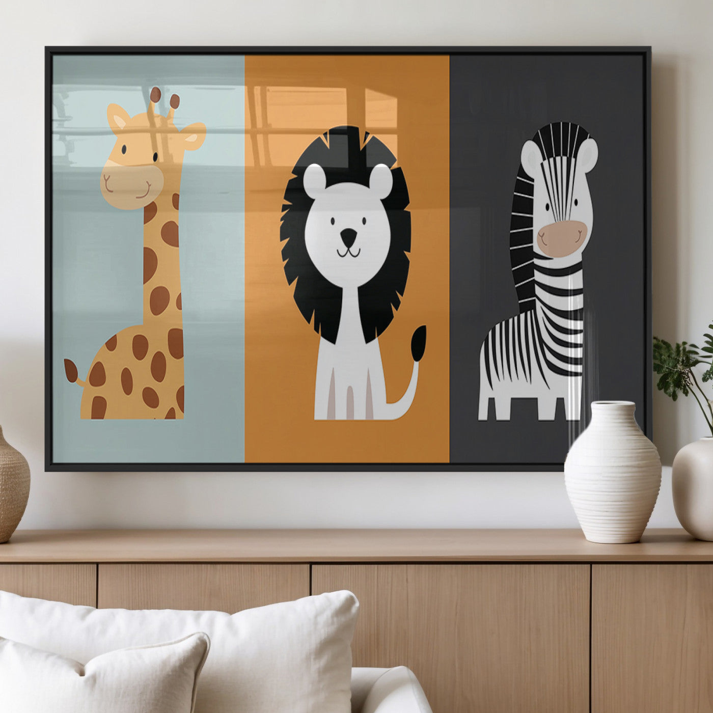 MGV-FP-36X24-3P - Boho Jungle Animal Nursery Wall Art Prints - Safari Decor in Earth Tones for Modern and Stylish