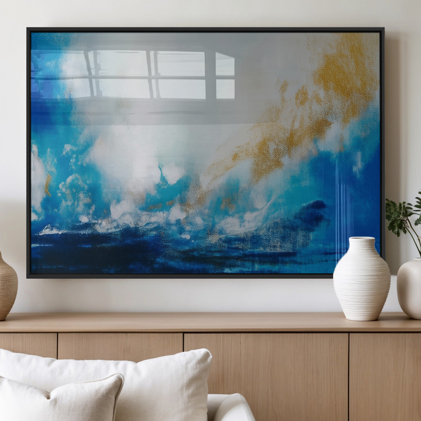 MGV-FP-60X30-3P - Blue Abstract Print - Dynamic Ocean-Inspired Canvas Wall Art