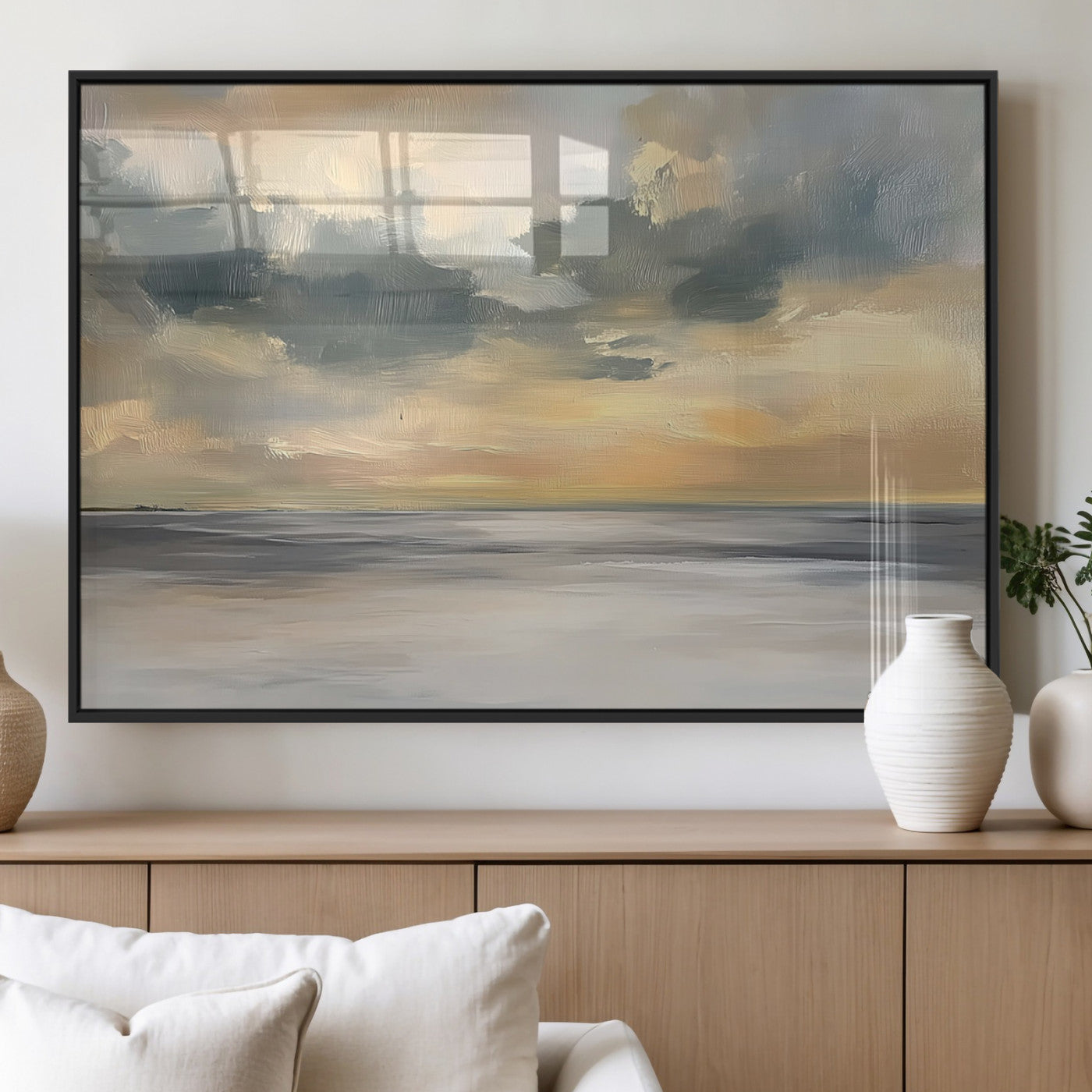 MGV-FP-60X30-3P - Modern Coastal Artwork with Vibrant Abstract Ocean Waves Wall Art Canvas Print for Contemporary