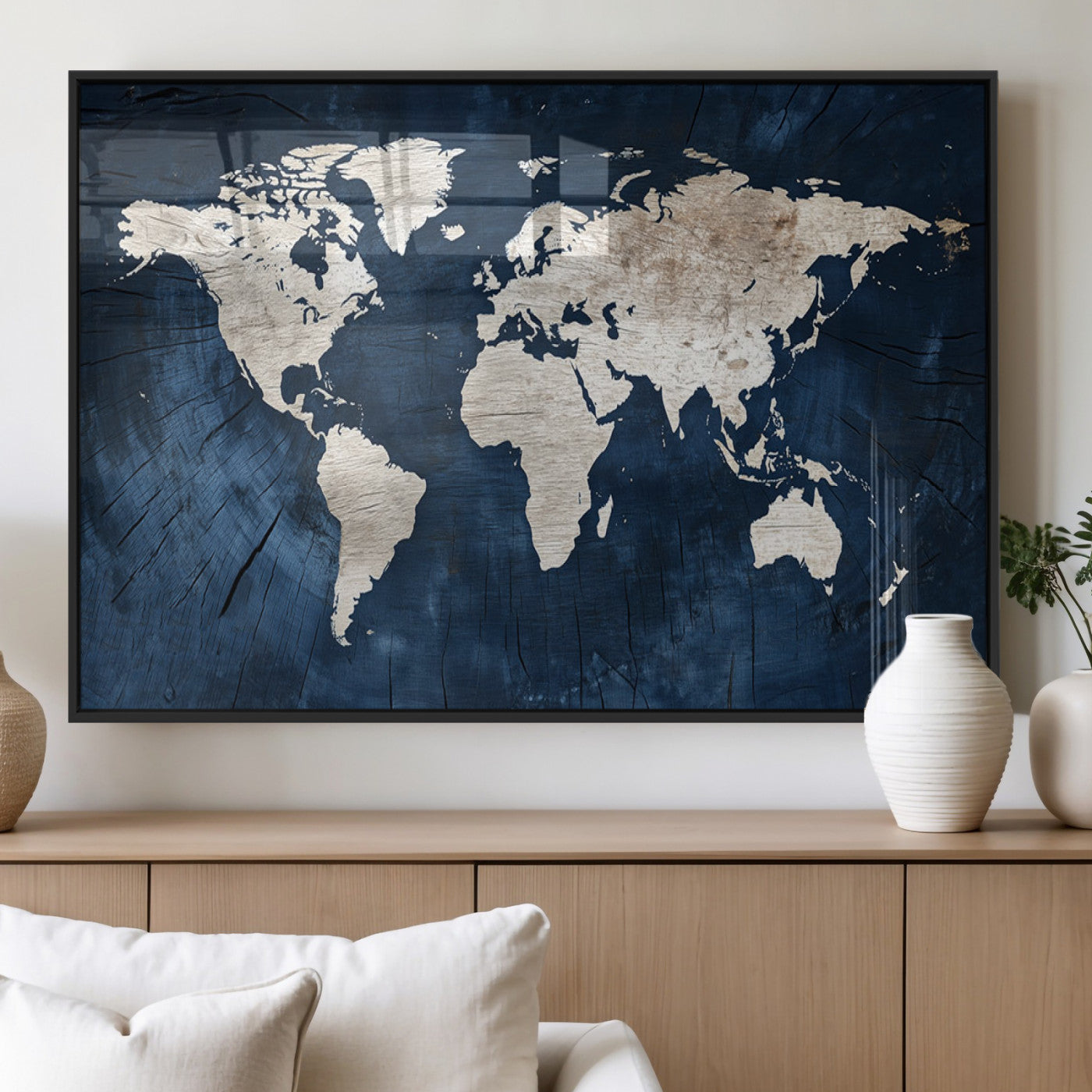 MGV-FP-36X24-3P - Push Pin World Map Canvas Print – Framed Wall Art for Couples to Track Their Travels – Anniversary