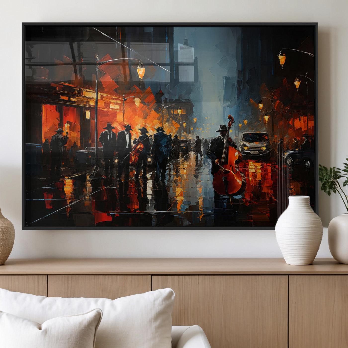 MGV-FP-60X30-3P - Winston Porter Jazz Wall Art - African American Music Canvas - Abstract Colorful Music Art - Framed