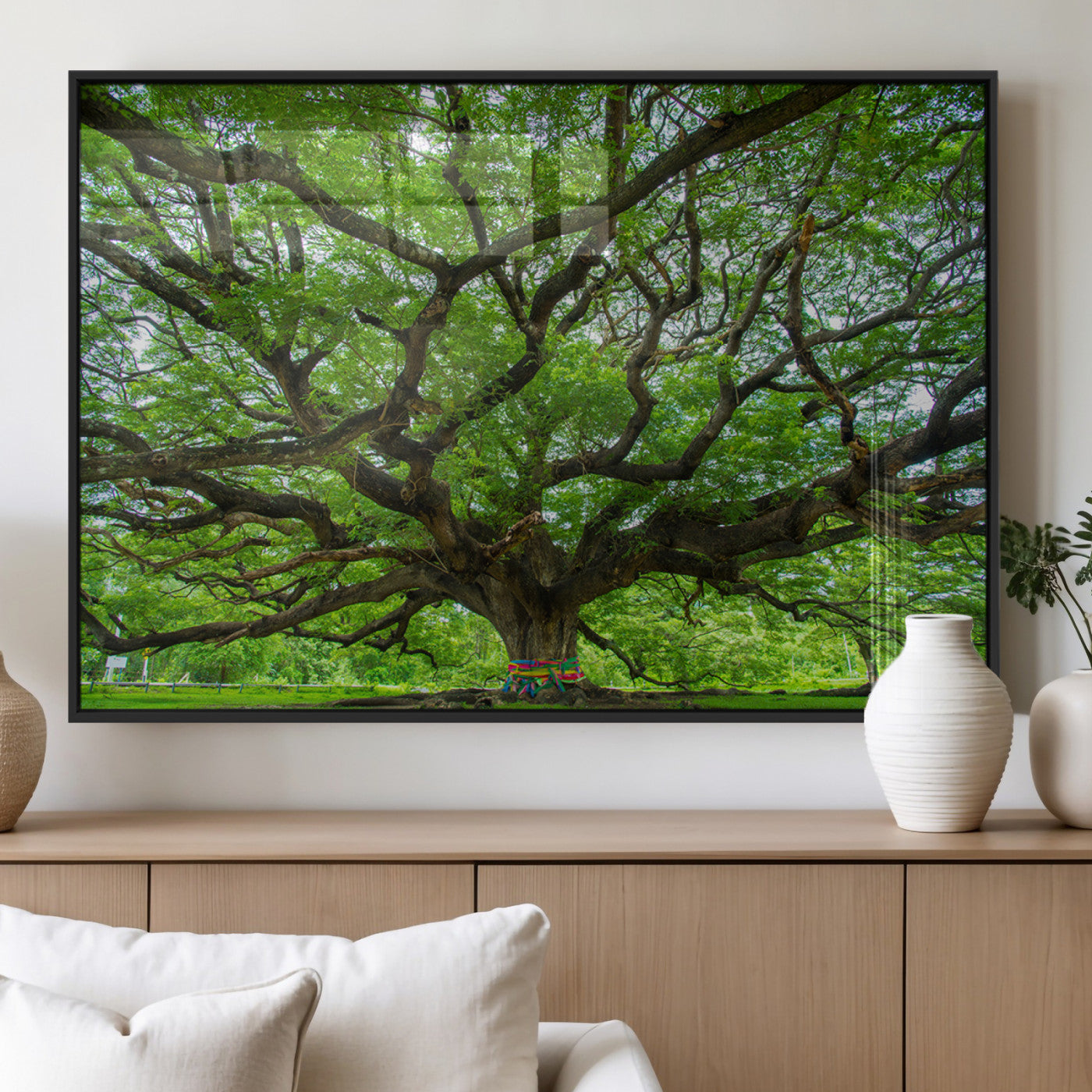 MGV-FP-60X30-3P - Oak Tree Wall Art Print, Forest Canvas Wall Art for Home and Office, Framed Angel Oak Tree Canvas
