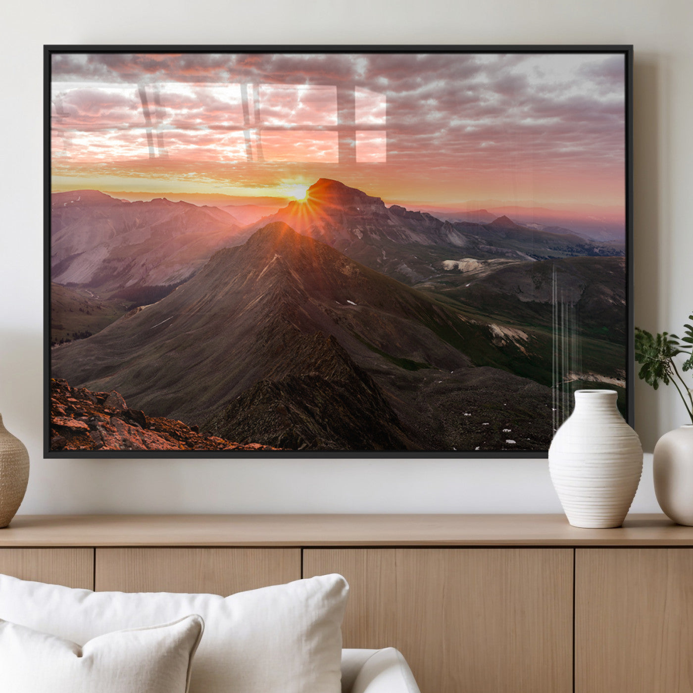 MGV-FP-36X24-3P - Majestic Sunrise Wall Art – Canvas Print of Rugged Mountain Peaks, Vibrant Sky, Serene Landscape, Nature Decor for Home or Office