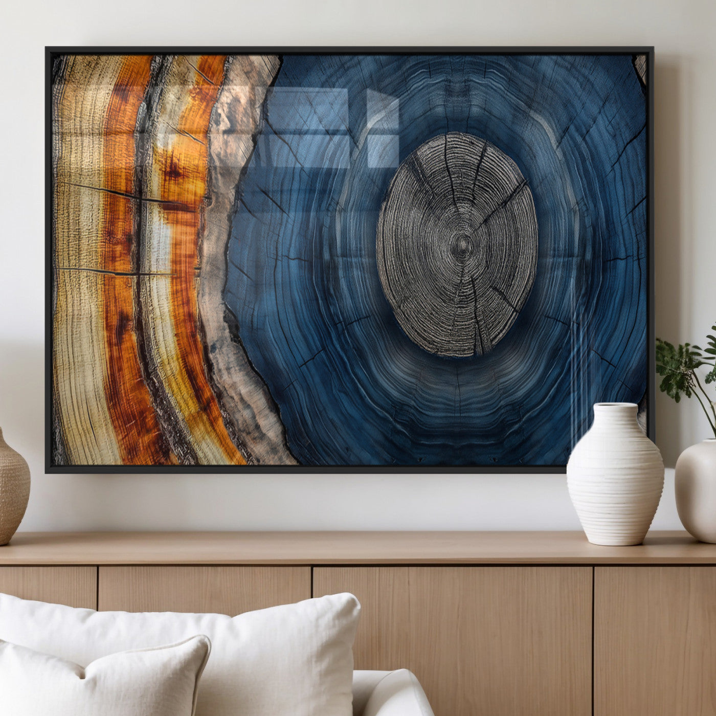 MGV-FP-36X24-3P - Abstract Tree Rings Wall Art Canvas Print - Wood Grain Rings Artwork Print - Nature Woodland Modern