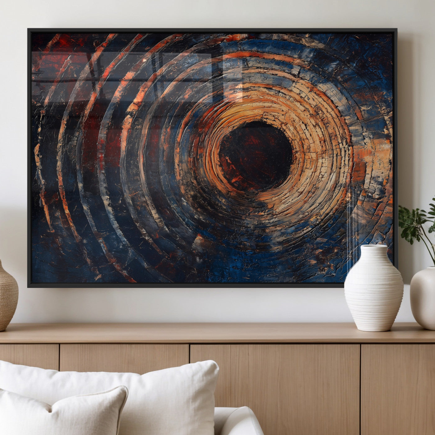 MGV-FP-60X30-3P - Wood Tree Ring Wall Art Canvas Print, Framed Natural Wood Art Picture Print, Rustic Tree Slice Perfect Rustic Decor Artwork