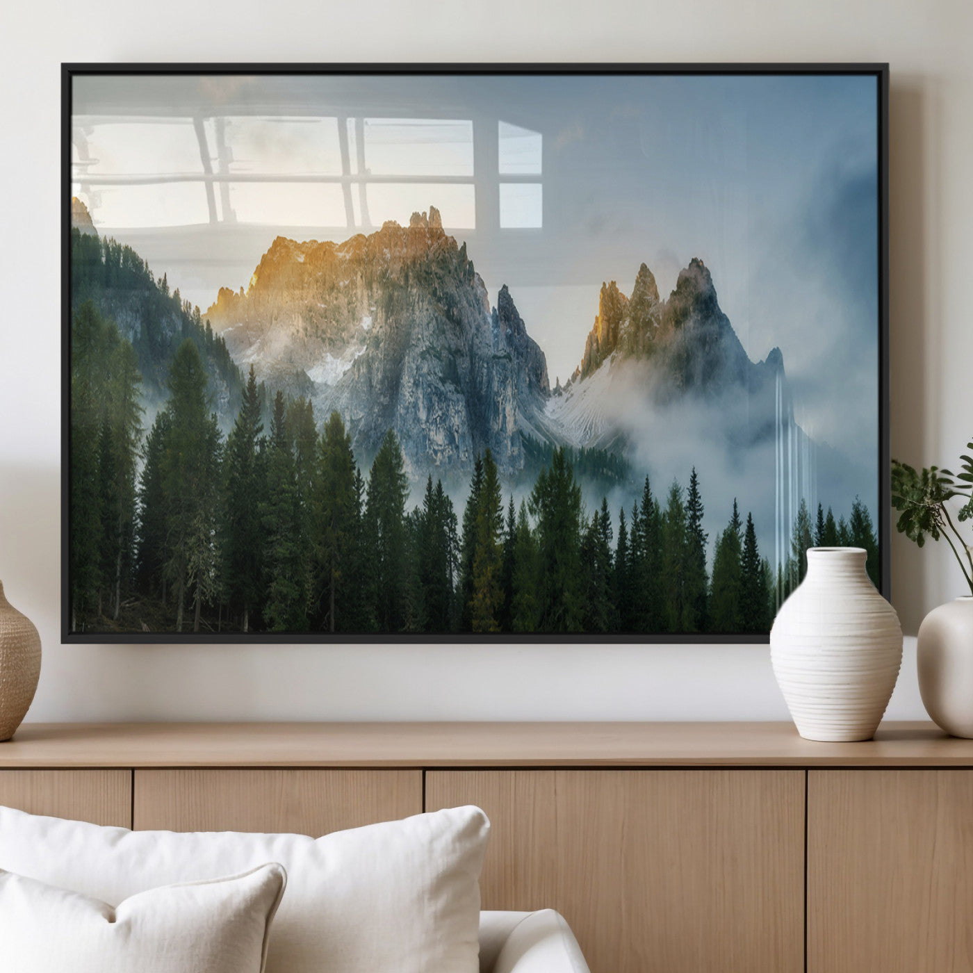 MGV-FP-36X24-3P - Wilderness Wall Art Wall Art Canvas Print, Framed Nature Landscape Decor Art Picture Print, Misty Forest Photography Perfect Rustic Nature Decor Artwork
