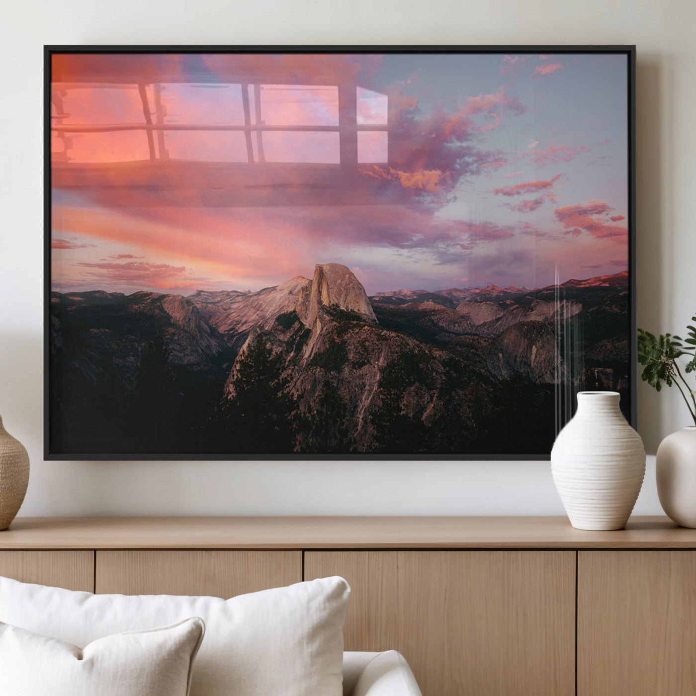 MGV-FP-60X30-3P - Half Dome Wall Art Canvas Print, Framed Yosemite National Park Art Picture Print, Dramatic Sunset Perfect Adventurous Wilderness Decor Artwork