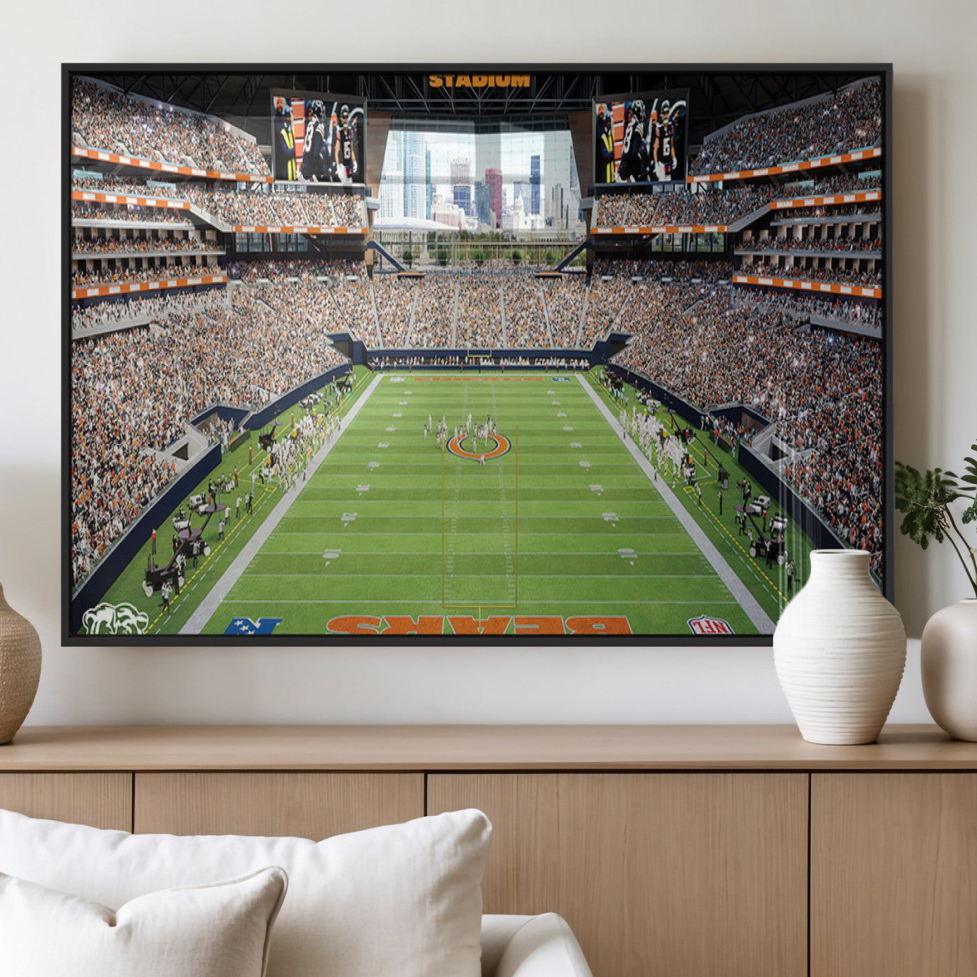 MGV-FP-60X30-3P - Chicago Bears Soldiers Field Wall Art Canvas Print – Framed Football Stadium Artwork for Sports