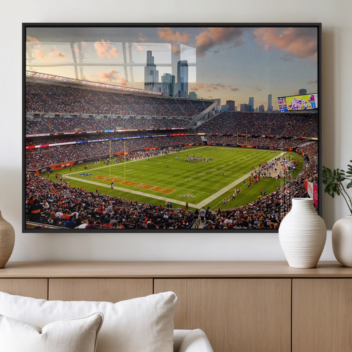 MGV-FP-60X30-3P - Chicago Bears Soldiers Field Wall Art Canvas Print – Framed Football Stadium Artwork for Sports