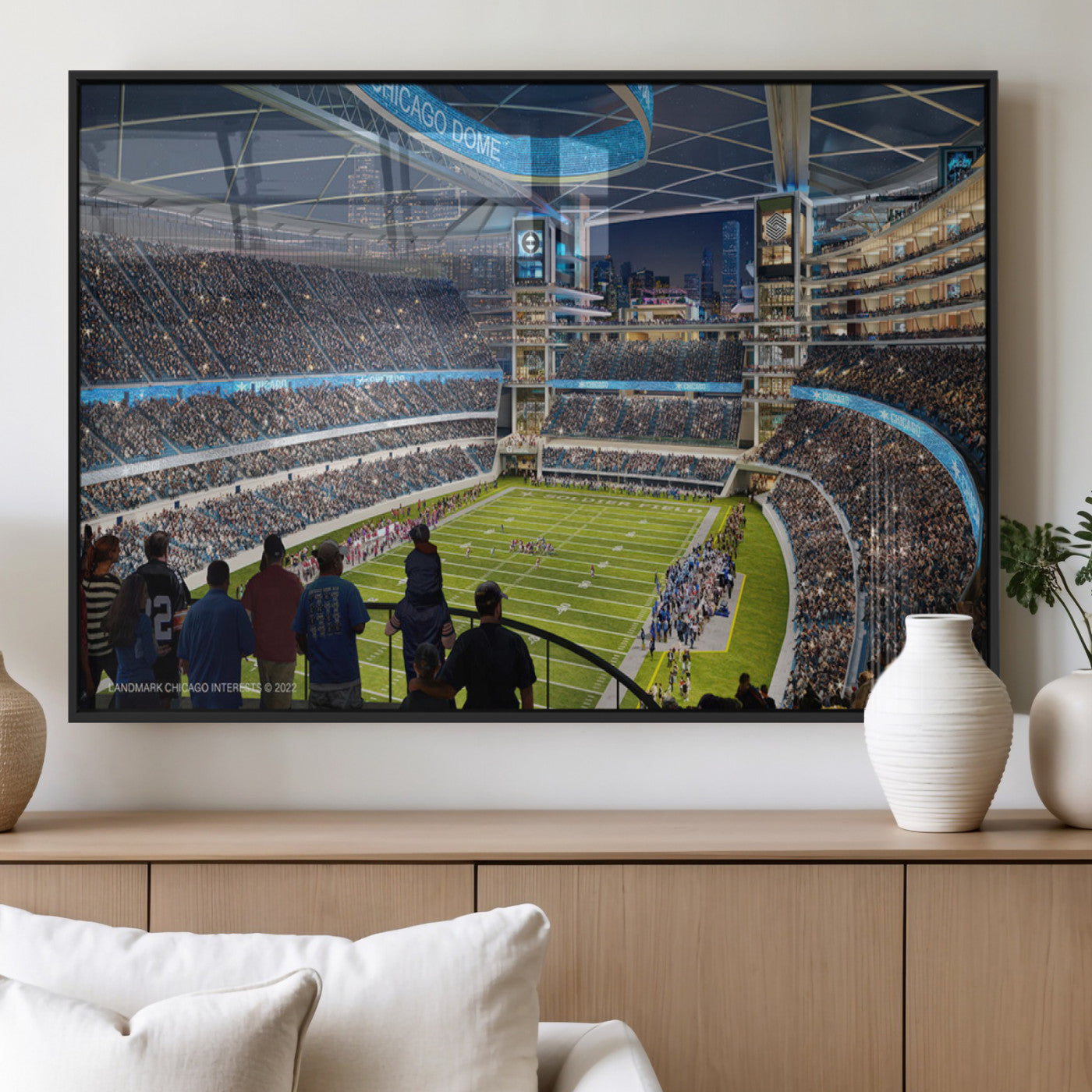 MGV-FP-60X30-3P - Chicago Bears Soldiers Field Wall Art Canvas Print – Framed Football Stadium Artwork for Sports