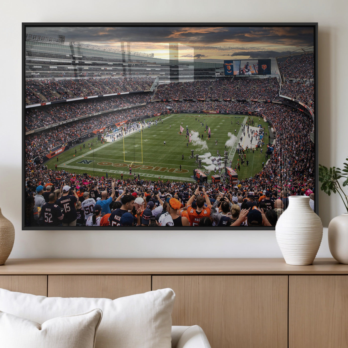 MGV-FP-60X30-3P - Chicago Bears Soldiers Field Wall Art Canvas Print – Framed Football Stadium Artwork for Sports