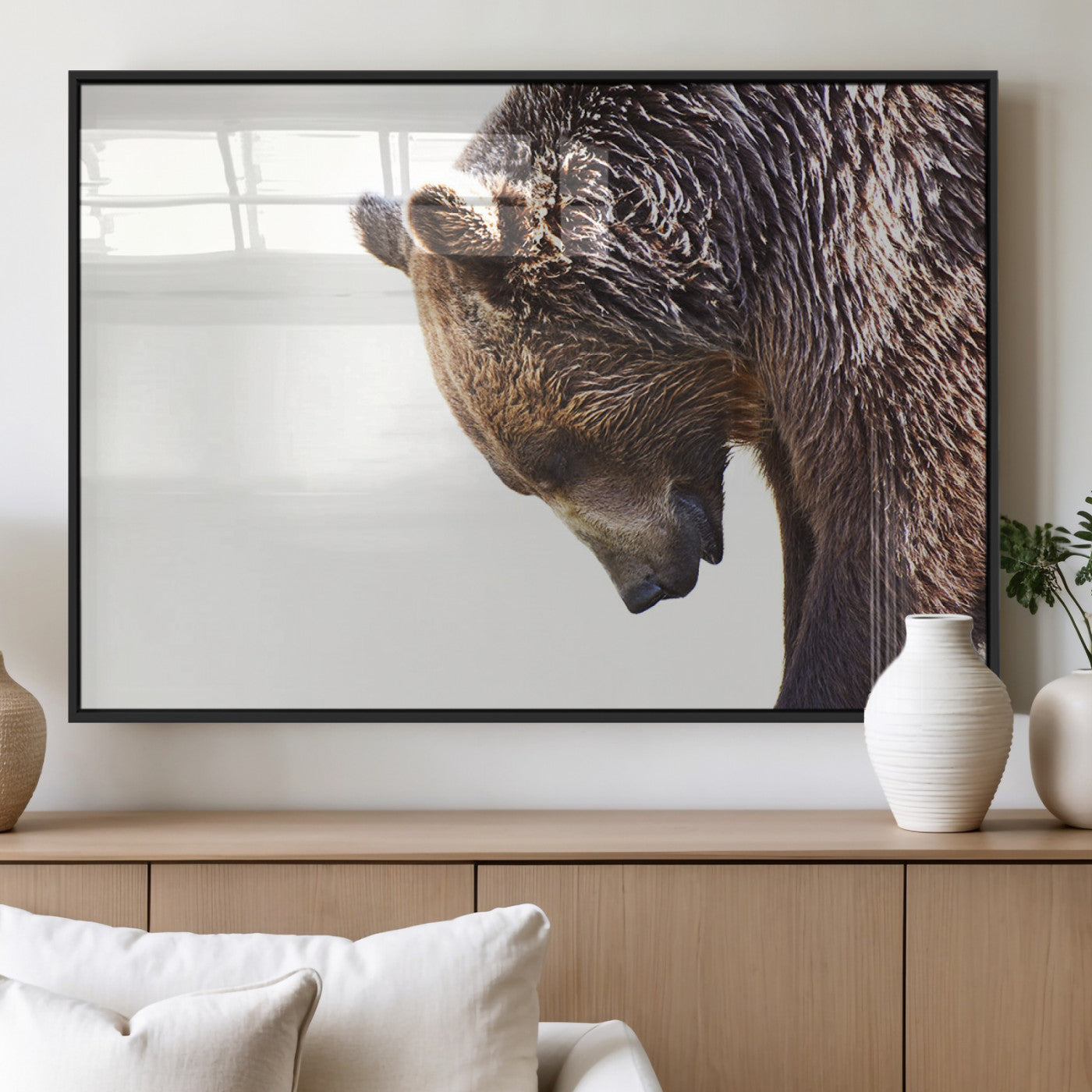 Majestic Bear Portrait - Capture the raw beauty of a bear in a detailed close-up, perfect for your Wall Art Canvas Print collection