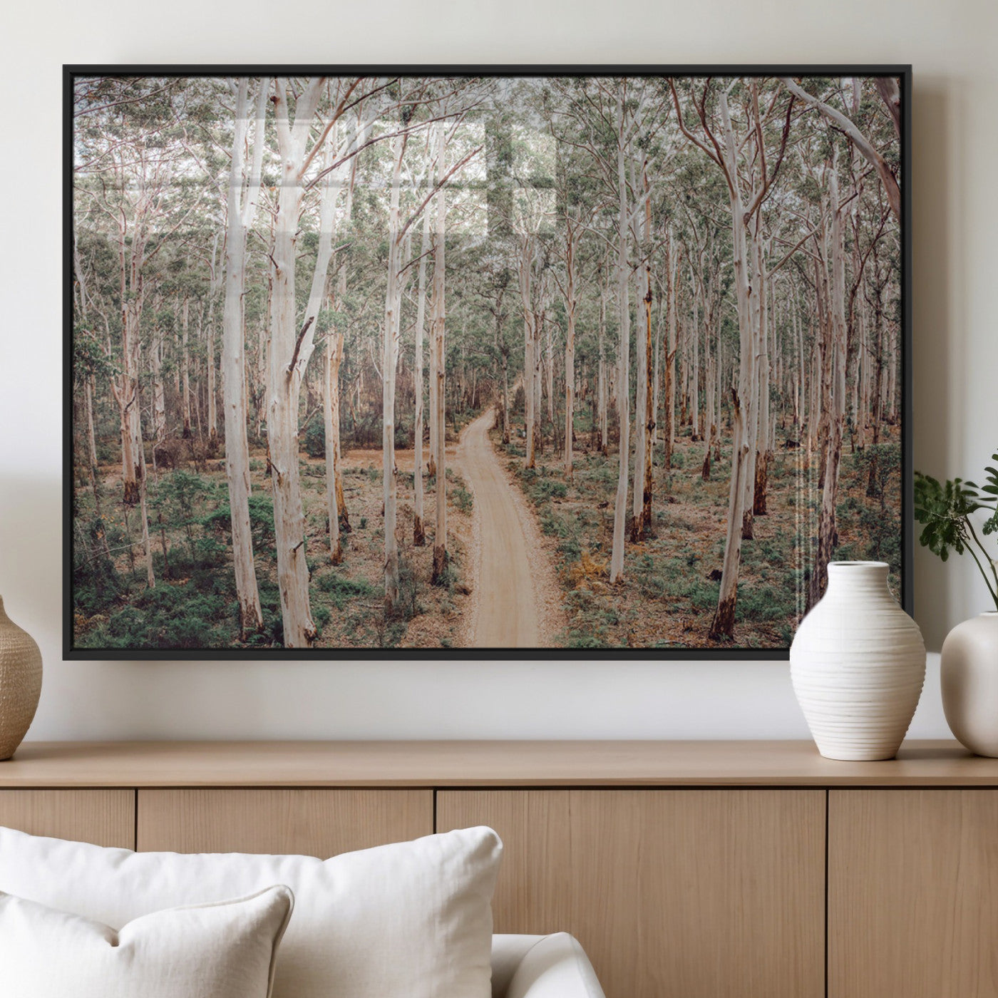 24760563-MGV-CV-60X30-3P_Black-Forest Dirt Road Canvas Wall Art Print, Scenic Woodland Pathway, Tall Trees Nature Canvas for Living Room or Office 1 Panel Wrapped Canvas