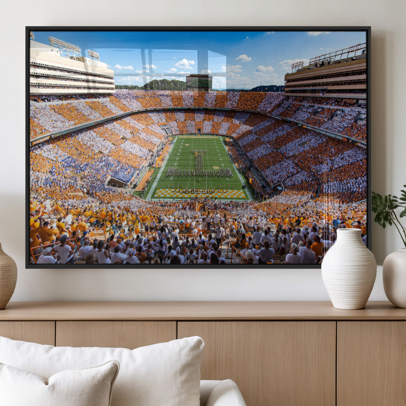 64238859-MGV-CV-60X30-3P-Tennessee Neyland Stadium Wall Art Print, Sports Arena Canvas Wall Art, Panoramic Stadium Canvas Print, Modern Athletic Field Art Printing