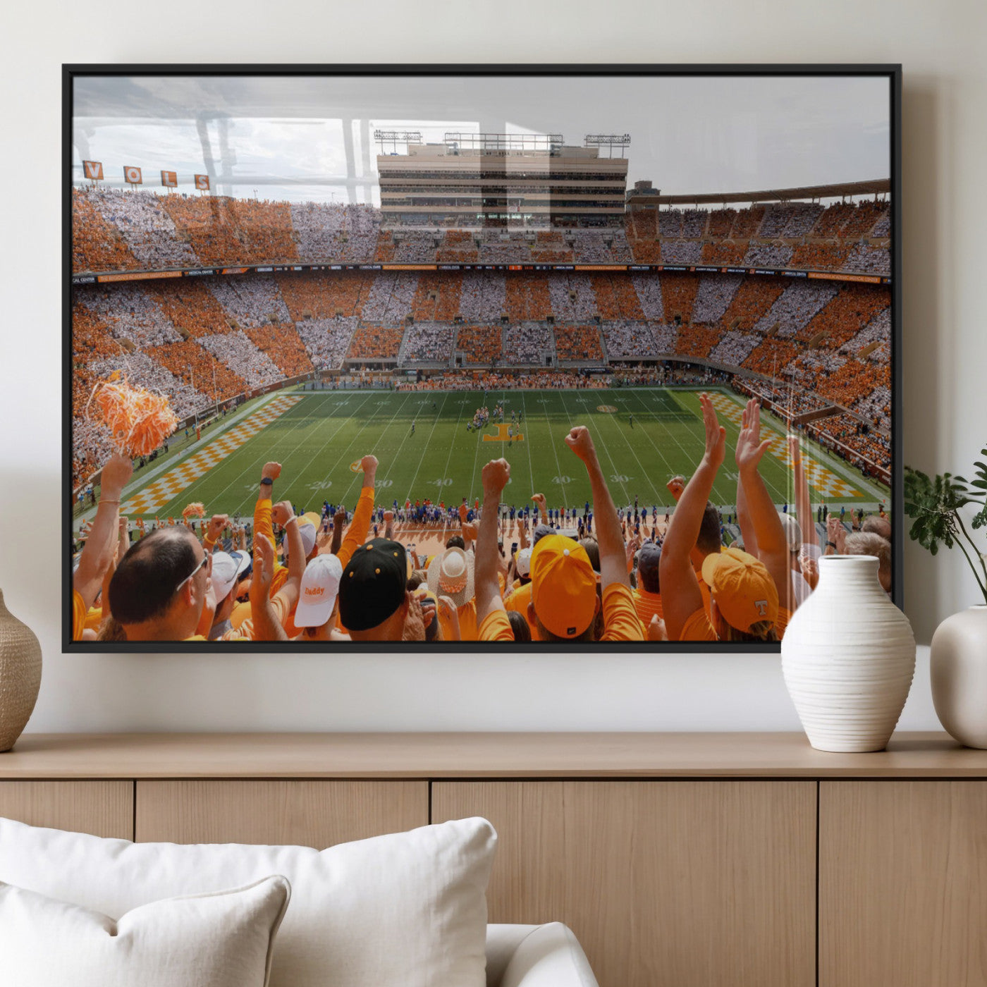 76011417-MGV-CV-60X30-3P-Tennessee Neyland Stadium Wall Art Print, Sports Arena Canvas Wall Art, Panoramic Stadium Canvas Print, Modern Athletic Field Art Printing