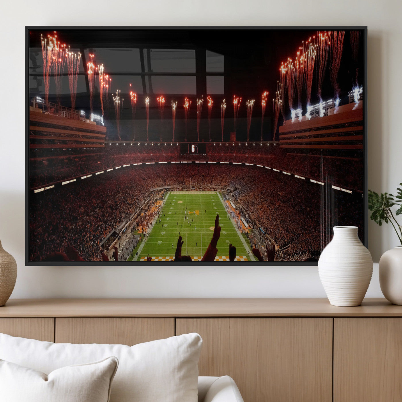 73358115-MGV-FP-36X24 - Tennessee Neyland Stadium Wall Art, Sports Arena Canvas Print, Panoramic Stadium Canvas Artwork for Home, Office