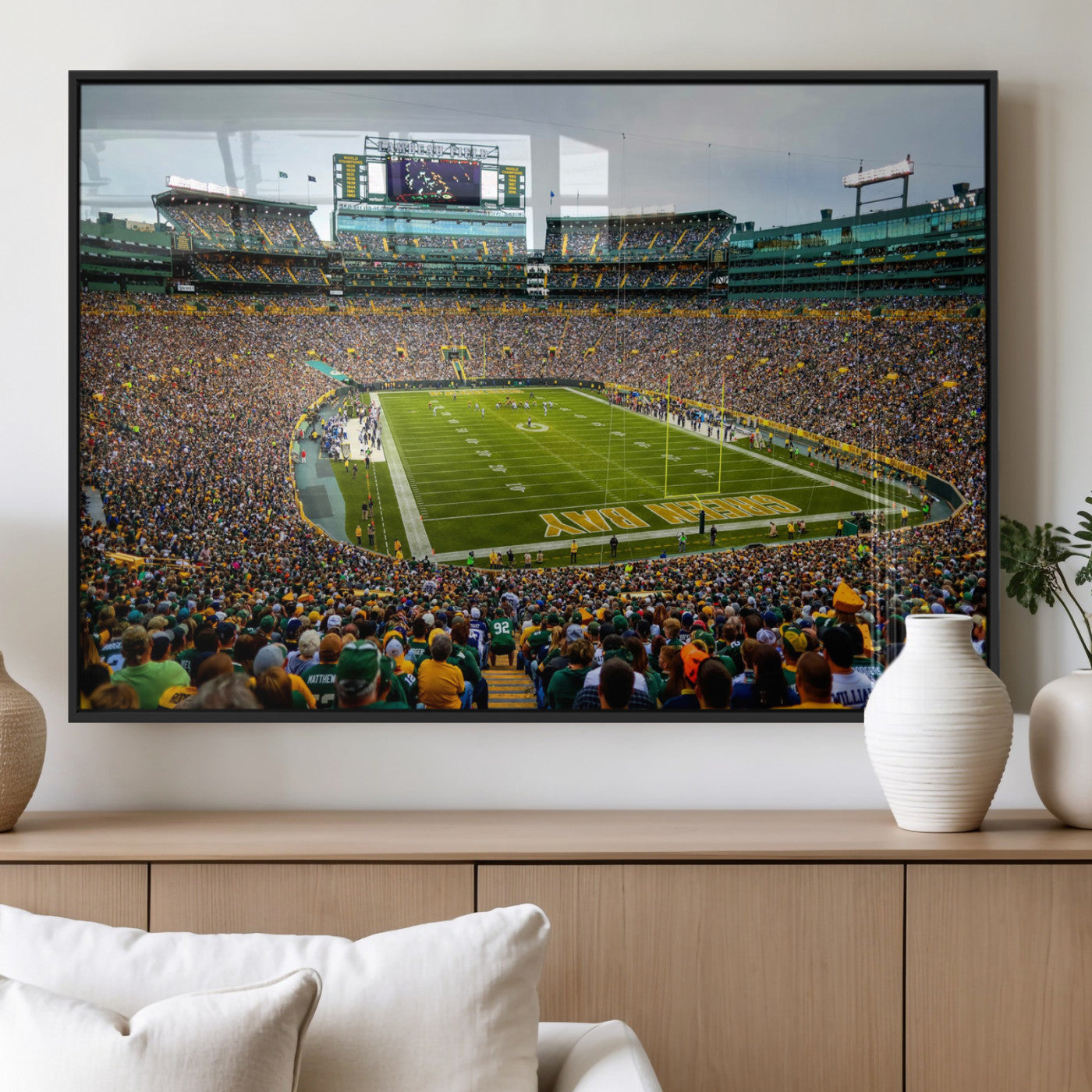 GBP101-MGV-FP-36X24 - Green Bay Packers Lambeau Field Stadium Wall Art Canvas Print, Iconic NFL Football Stadium Artwork, Wisconsin Sports Home Decor