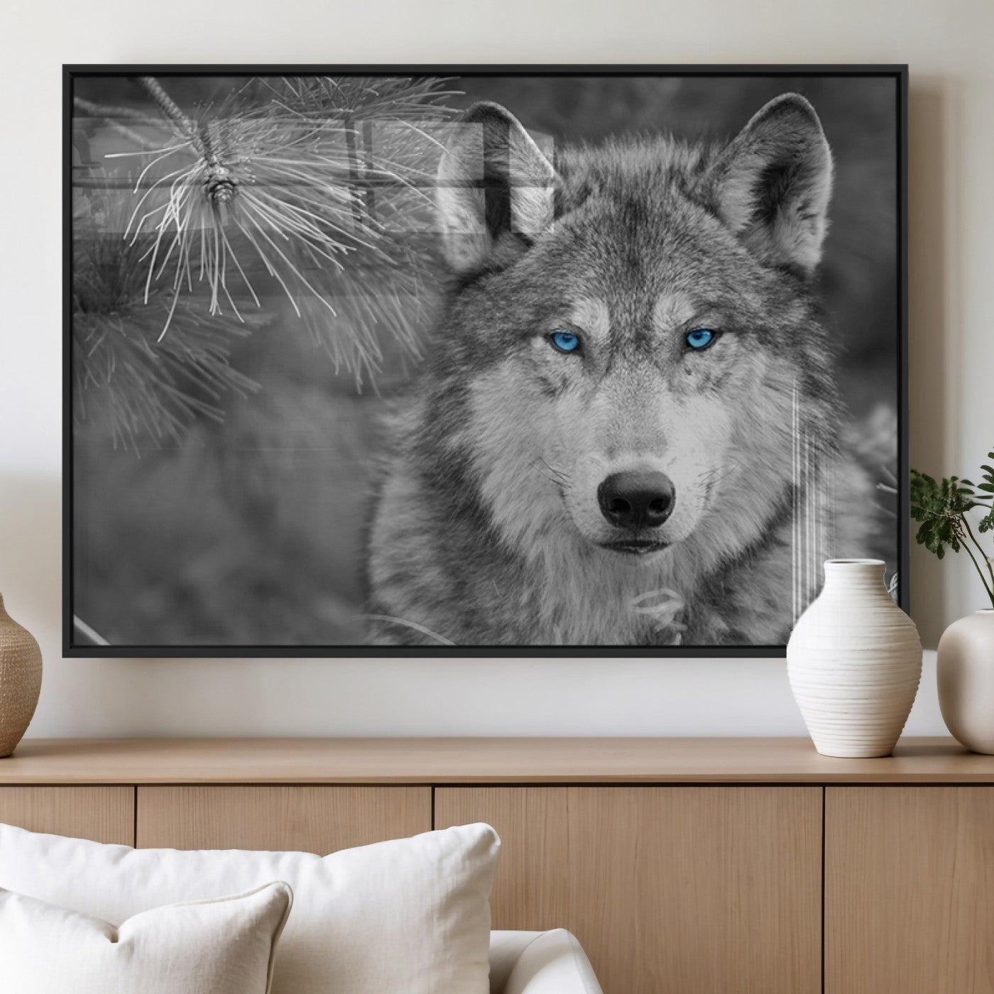 MGV-FP-60X30-3P - Wild Wolf Blue Eye Wall Art Canvas Print