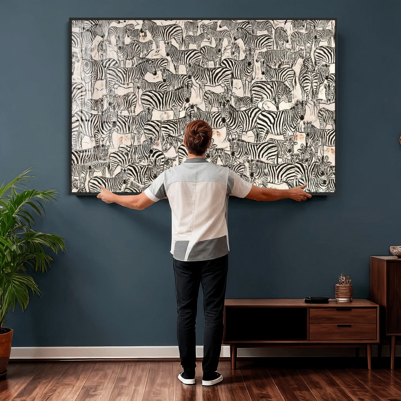 76453377-MGV-CV-36X24 - Farmhouse Animals Wall Art Canvas Print - Abstract Farm Animal Drawing Mid-Century Wall Art for Cabin Decor