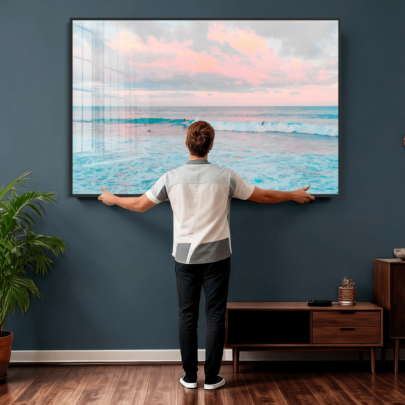 73216461-MGV-CV-36X24 - Ocean Wave Wall Art Canvas Print, Pastel Surf Seascape Photography, Coastal Beach Wall Decor