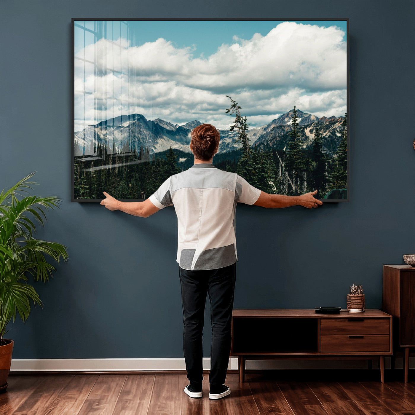 30416773-MGV-CV-36X24 - Mountain Forest Wall Art Canvas Print, Alpine Pine Tree Landscape Photography, Scenic Wilderness Mountain View, Nature Wall Decor