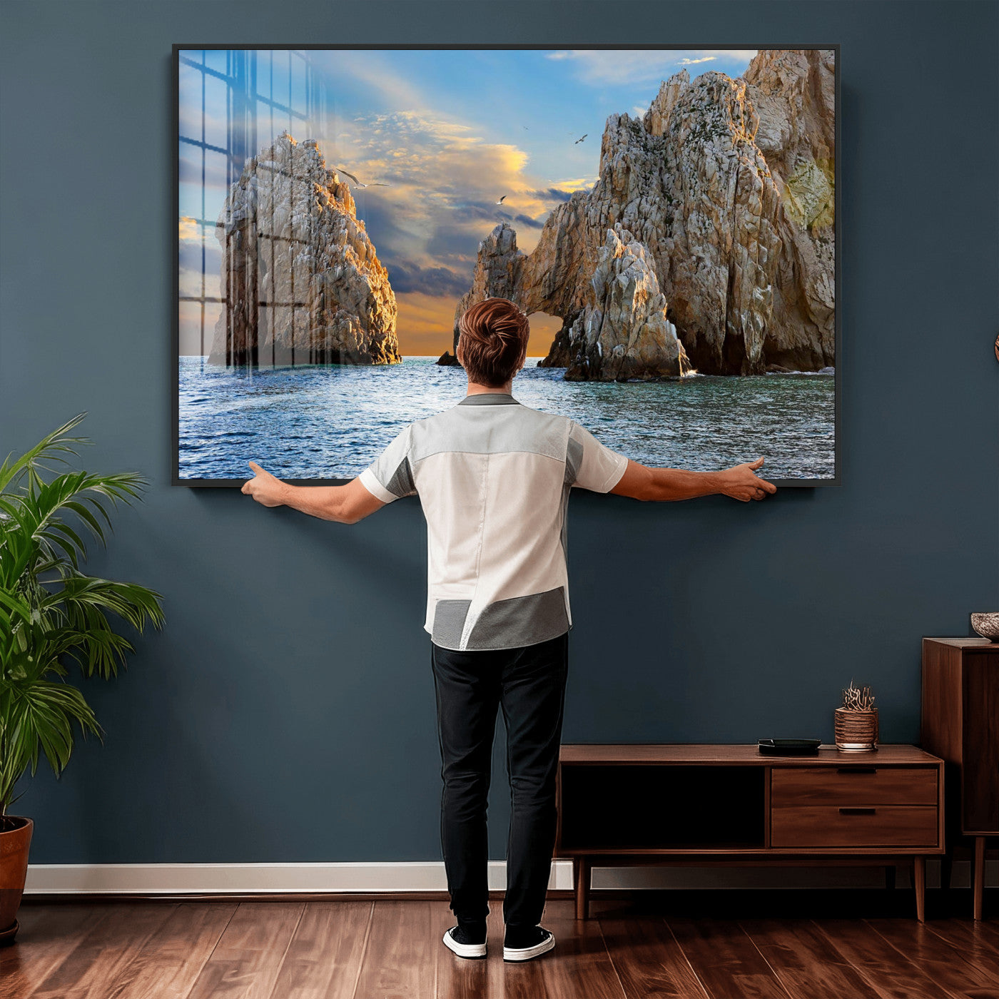 63505689-MGV-CV-36X24 - El Arco Cabo San Lucas Ocean Arch Wall Art Canvas Print, Baja California Rock Arch Seascape Canvas Print, Mexico Coastal Landmark Scenic Art Printing