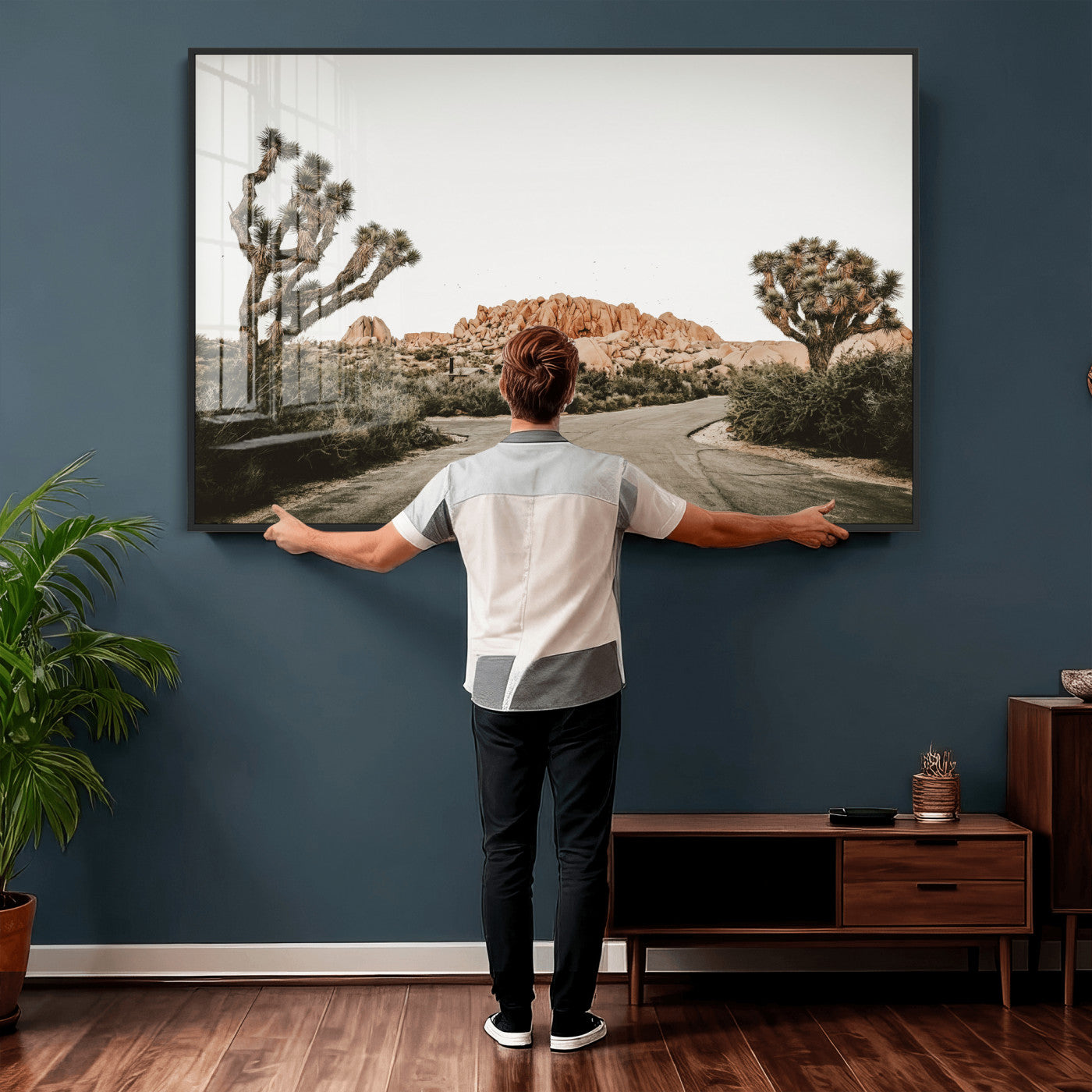 97248544-MGV-CV-36X24 - Joshua Tree Desert Wall Art Canvas Print, Minimal Southwestern Landscape Nature Wall Decor for Modern and Boho Interiors