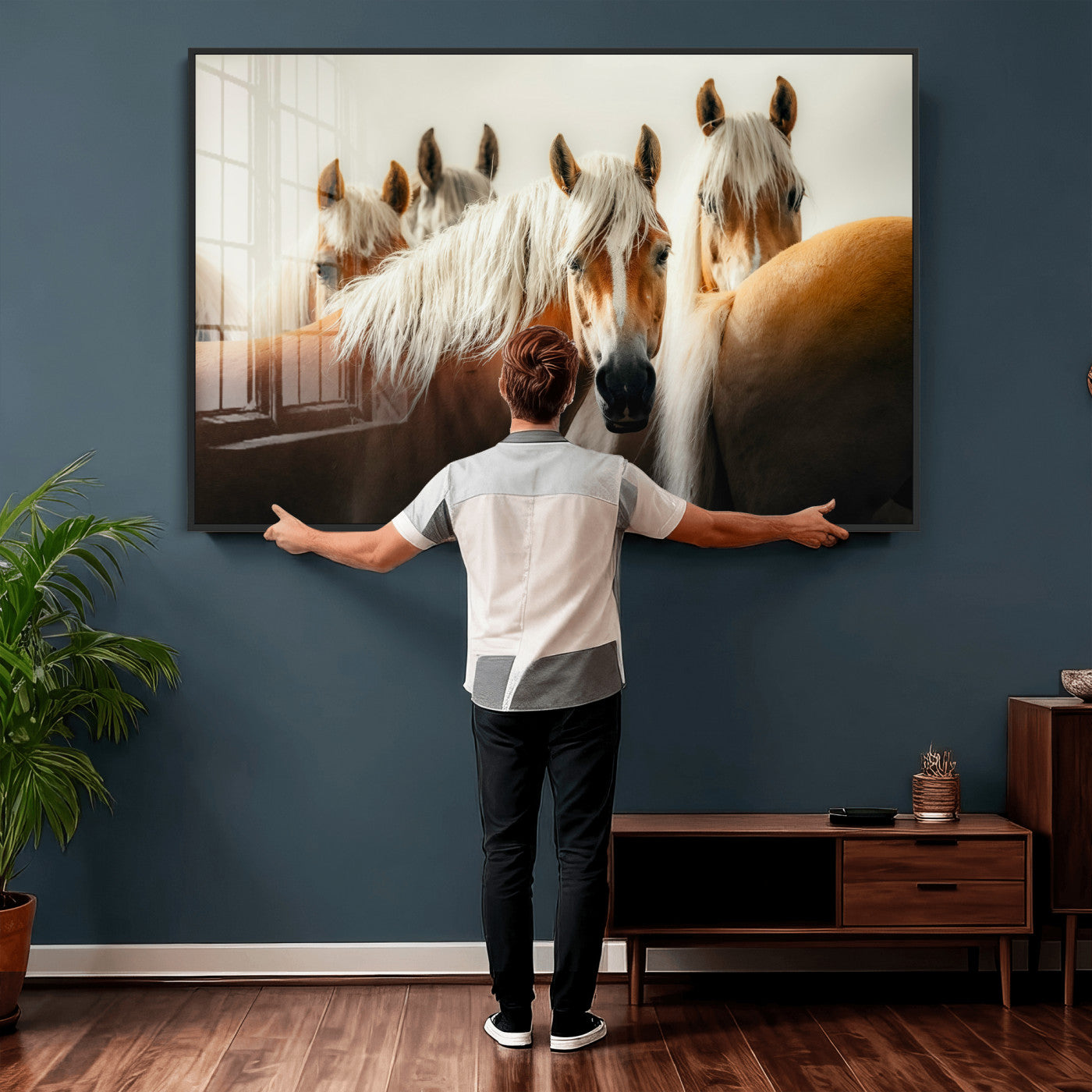71904941-MGV-CV-36X24 - Wild Horse Herd Wall Art Canvas Print, Natural Horse Portrait Nature Wall Decor for Living Room and Office