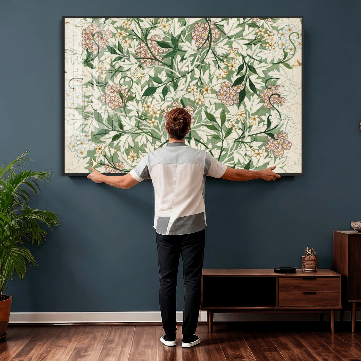 33560597-MGV-CV-36X24 - William Morris Jasmine 1872 Canvas Wall Art — Arts and Crafts Botanical Print | Vintage Green Floral Decor | Cottagecore Gift | Classic Art