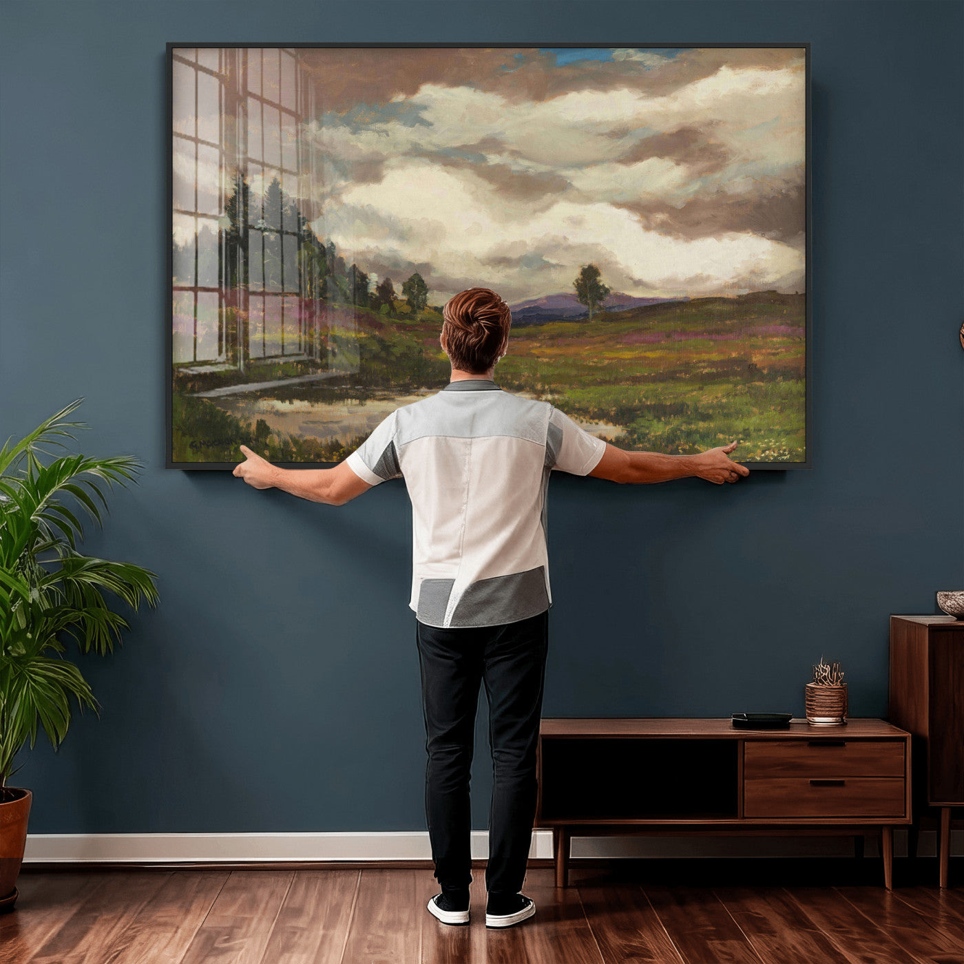 96795851-MGV-CV-36X24 - Gustav Macoun Heathland Canvas Print, Czech Landscape Oil Painting Reproduction, Purple Heather Moorland Art, Vintage European Nature Decor