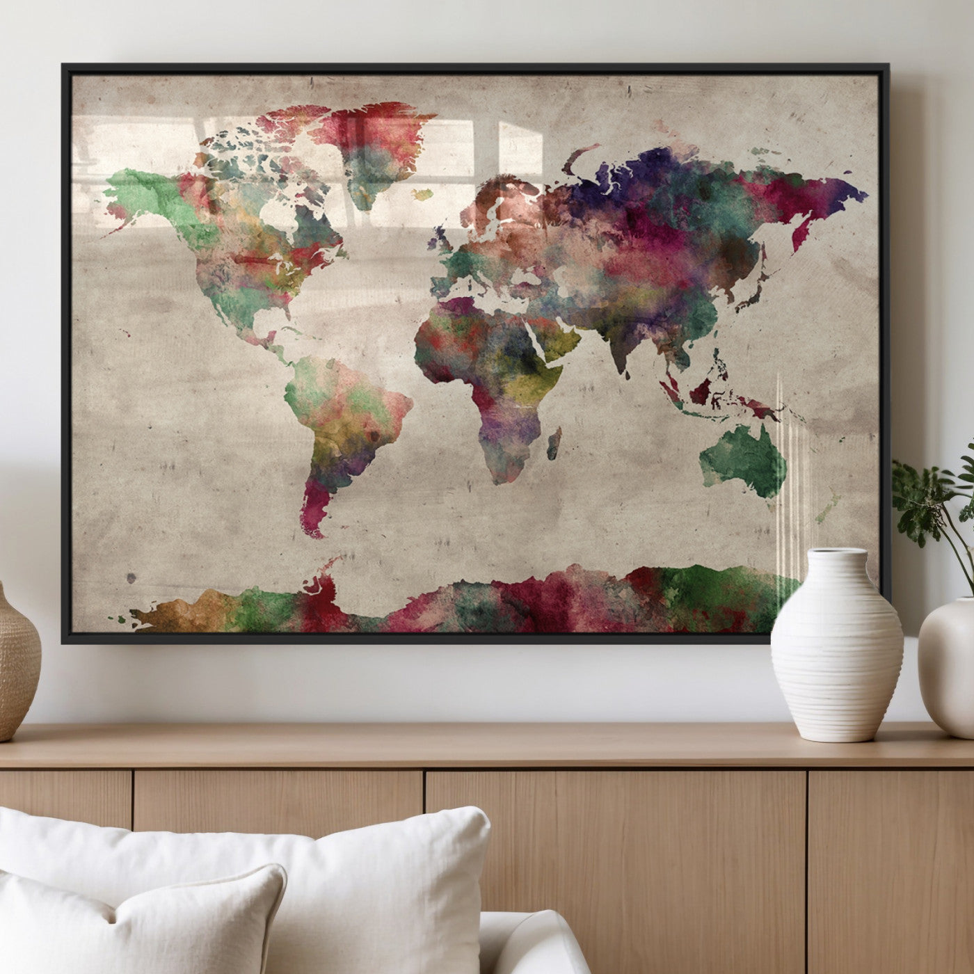MGV-FP-60X30-3P - World Map Wall Art Canvas Print for Home and Office Decor