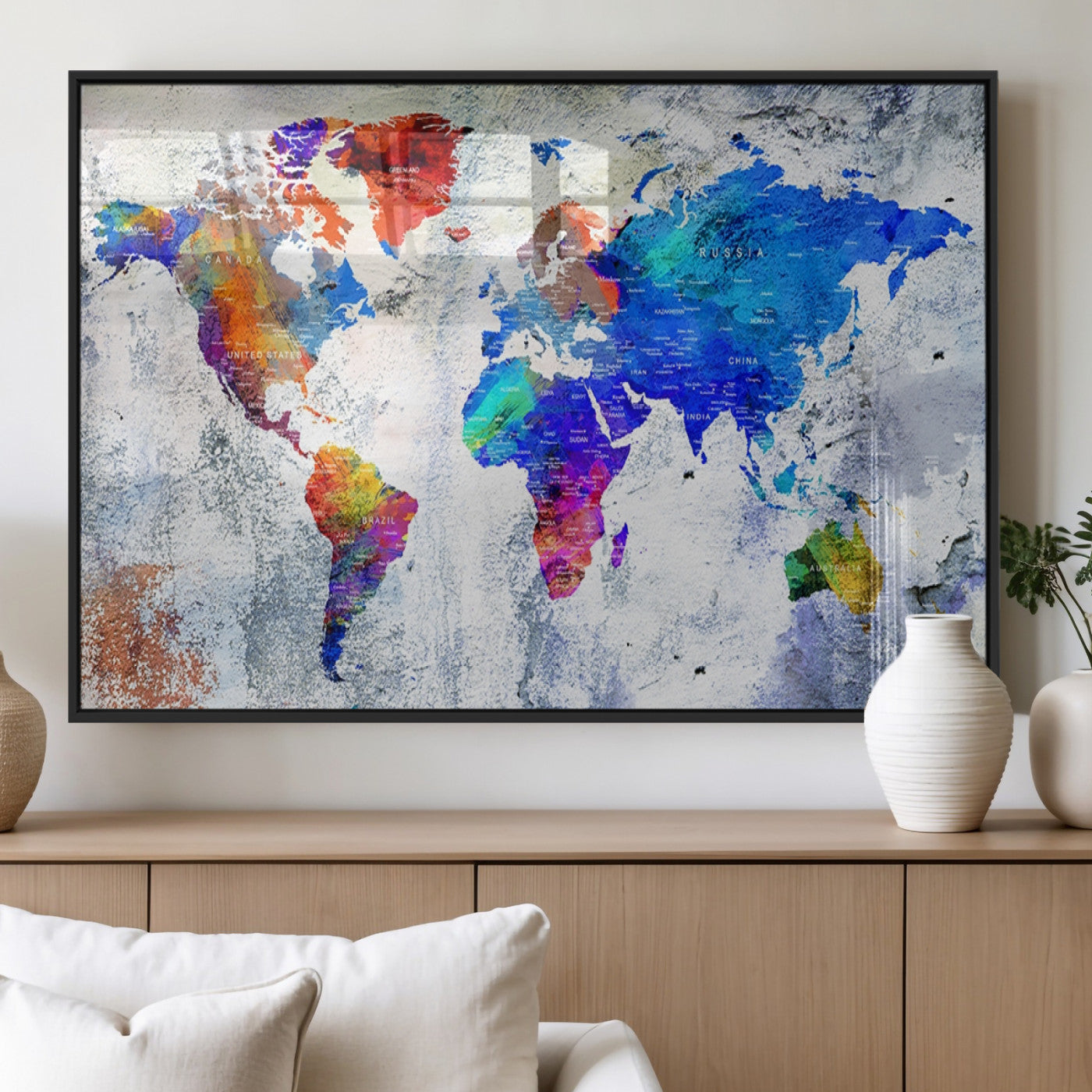 MGV-FP-60X30-3P - World Map Wall Art Canvas Print for Home and Office Decor