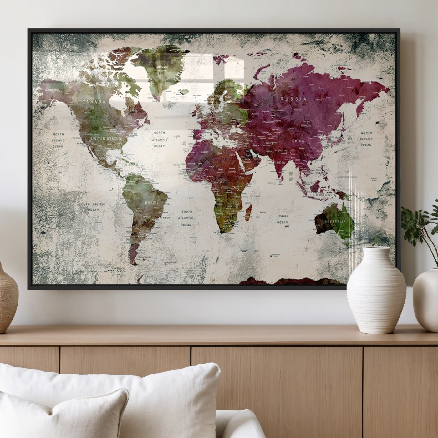 MGV-FP-60X30-3P - World Map Wall Art Canvas Print for Home and Office Decor
