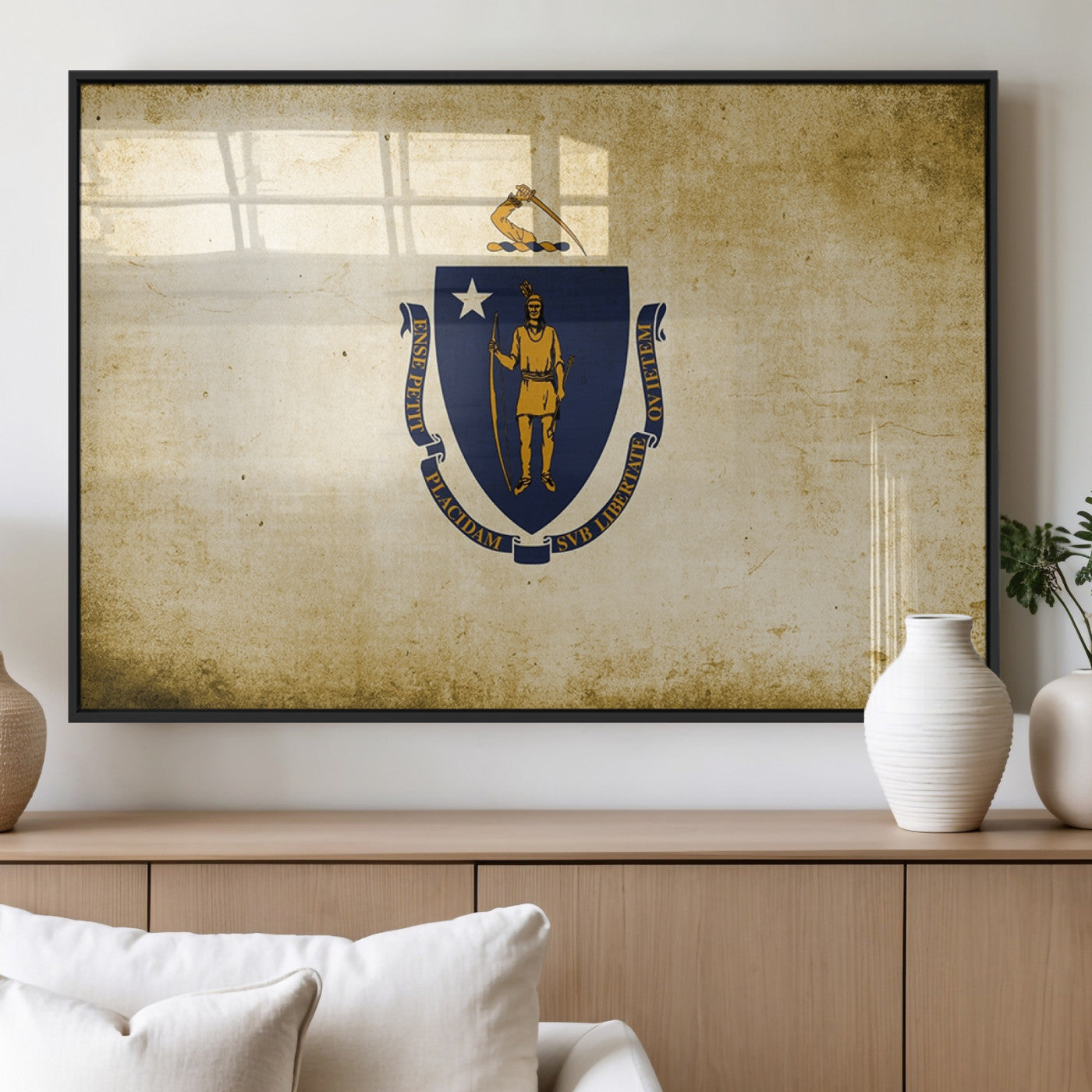 MGV-FP-60X30-3P - Massachusetts Flag Wall Art Canvas Print