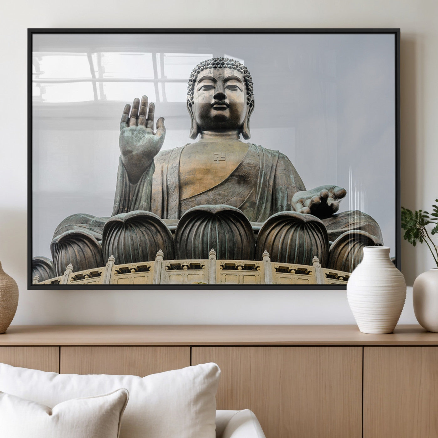 77041-MGV-FP-60X30-3P_Black-Buddha Statue Wall Art Canvas Print