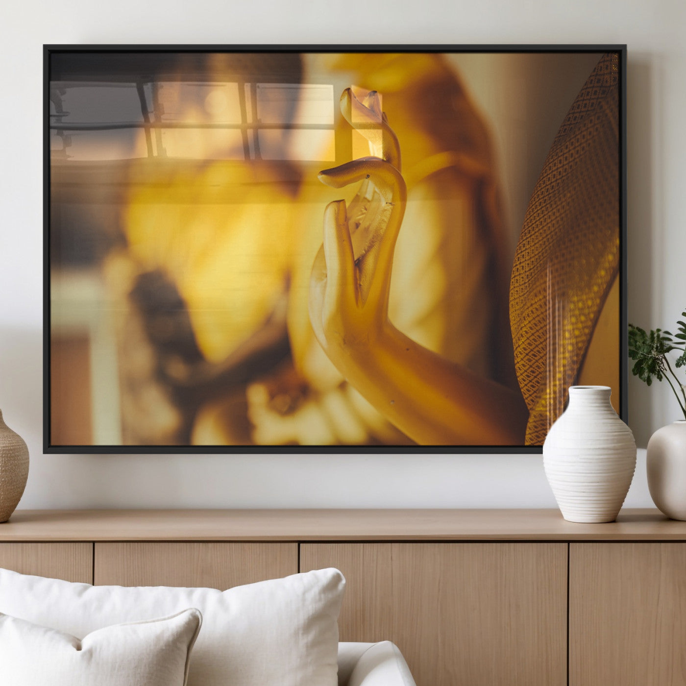 30728-MGV-FP-60X30-3P_Black-Gold Buddha Statue Hands Wall Art Canvas Print