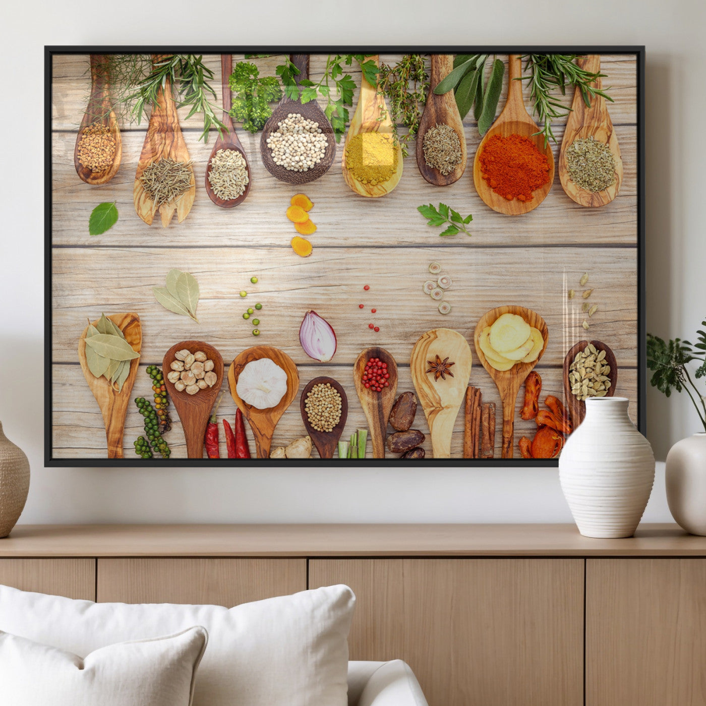 MGV-FP-60X30-3P - Kitchen Spice on the Table Wall Art, Kitchen Spice Wall Art Canvas Print