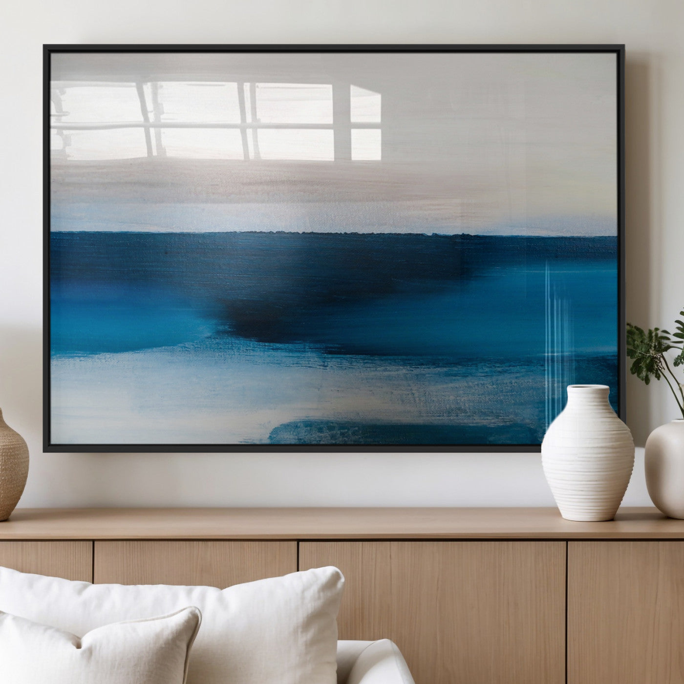 MGV-FP-60X30-3P - Dark Blue Abstract Wall Art Canvas Print
