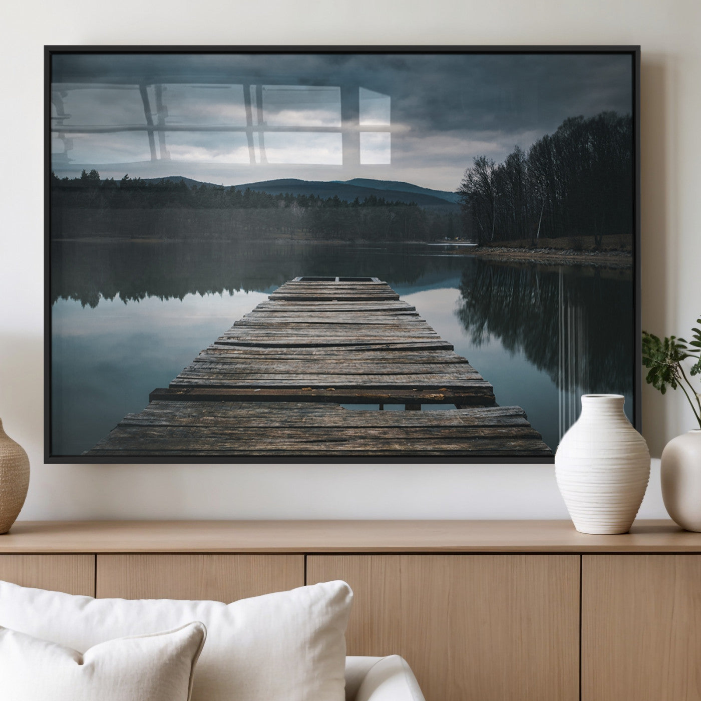 MGV-FP-60X30-3P - Wooden Bridge Near Lake Wall Art Canvas Print